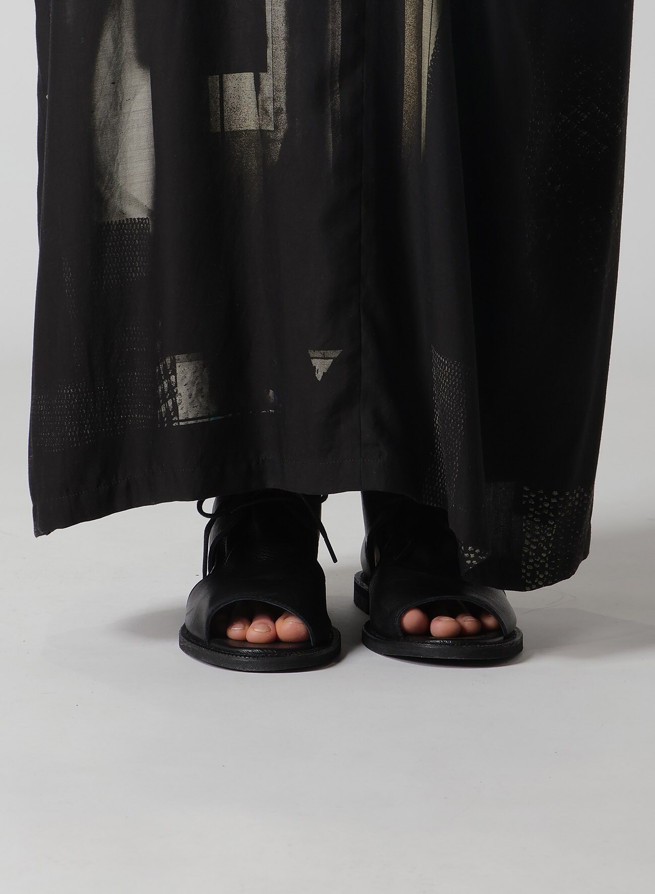 CU/DUNGAREE TWILL DARK NEON PRINT LEFT SIDE GATHERED DRESS