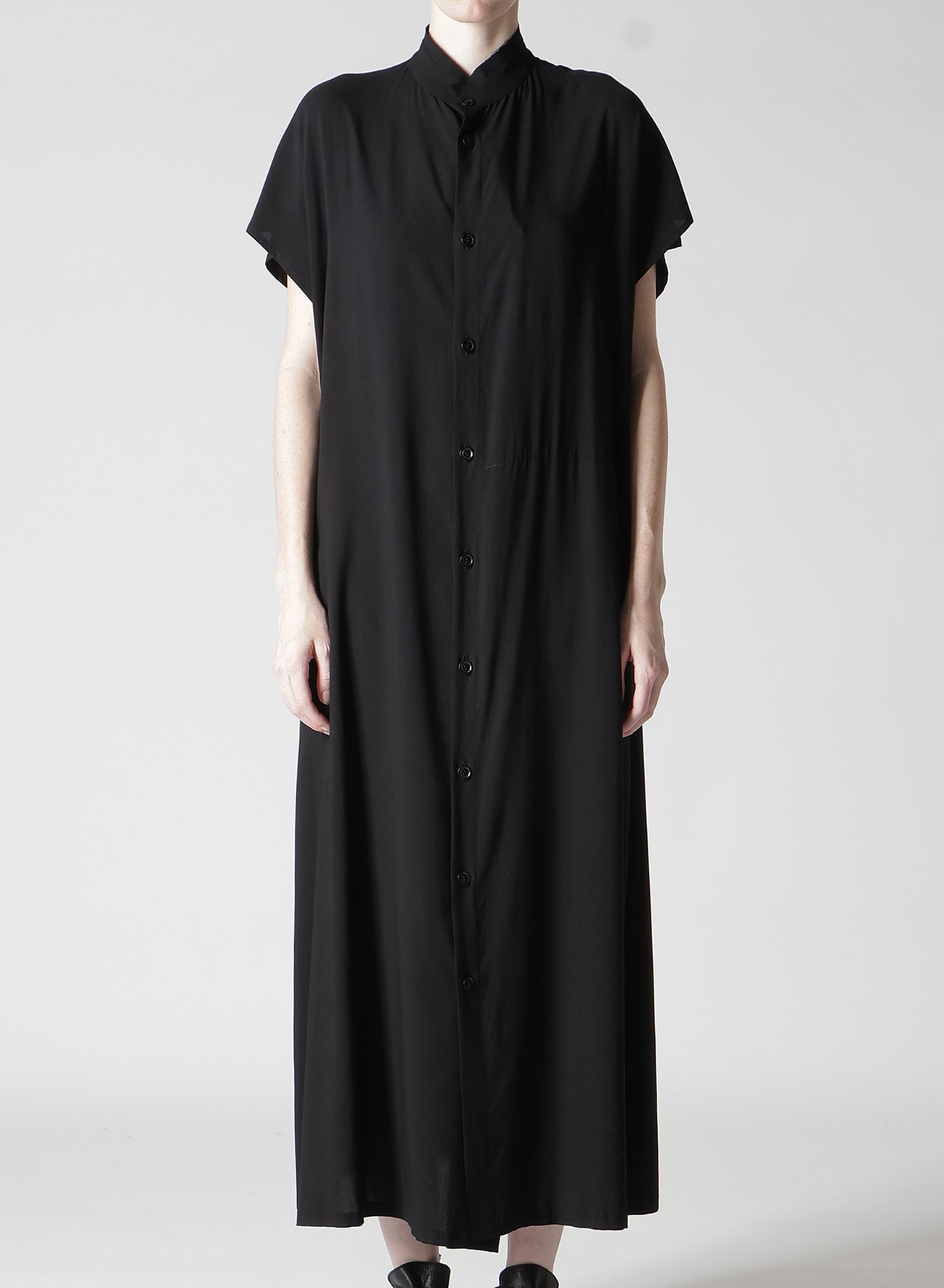 RAYON/CAMBRIC FRENCH SLEEVE SHIRT DRESS