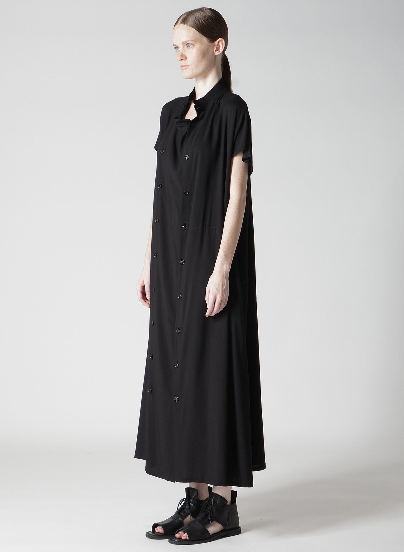 RAYON/CAMBRIC FRENCH SLEEVE SHIRT DRESS