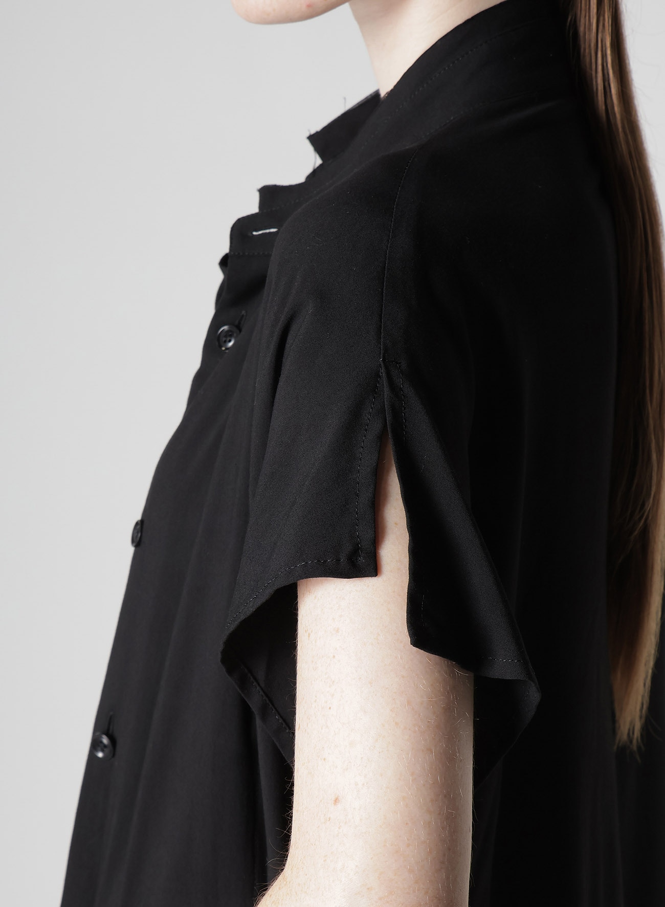 RAYON/CAMBRIC FRENCH SLEEVE SHIRT DRESS