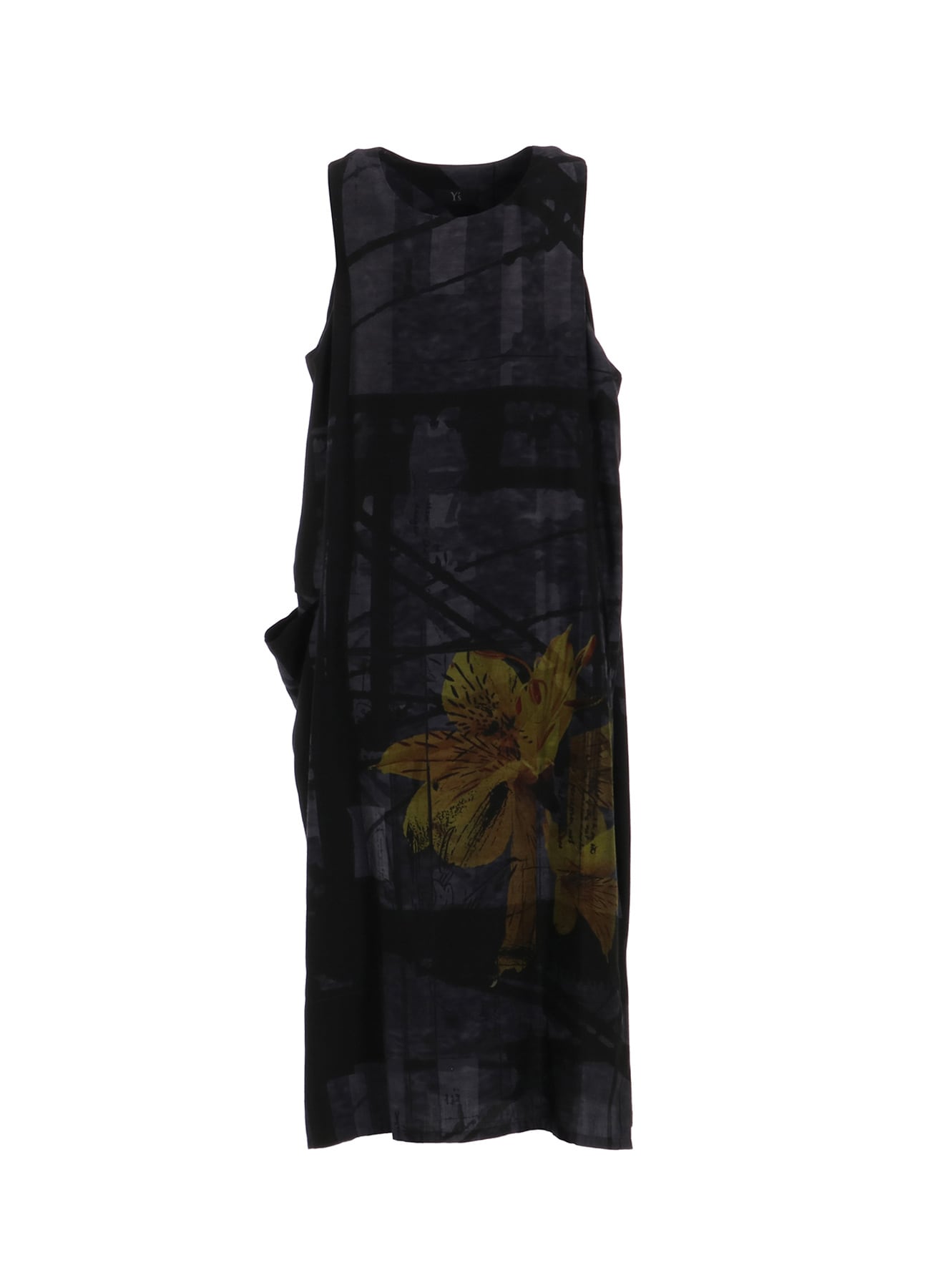 FLOWER&CABLE PRINT SLEEVELESS DRESS