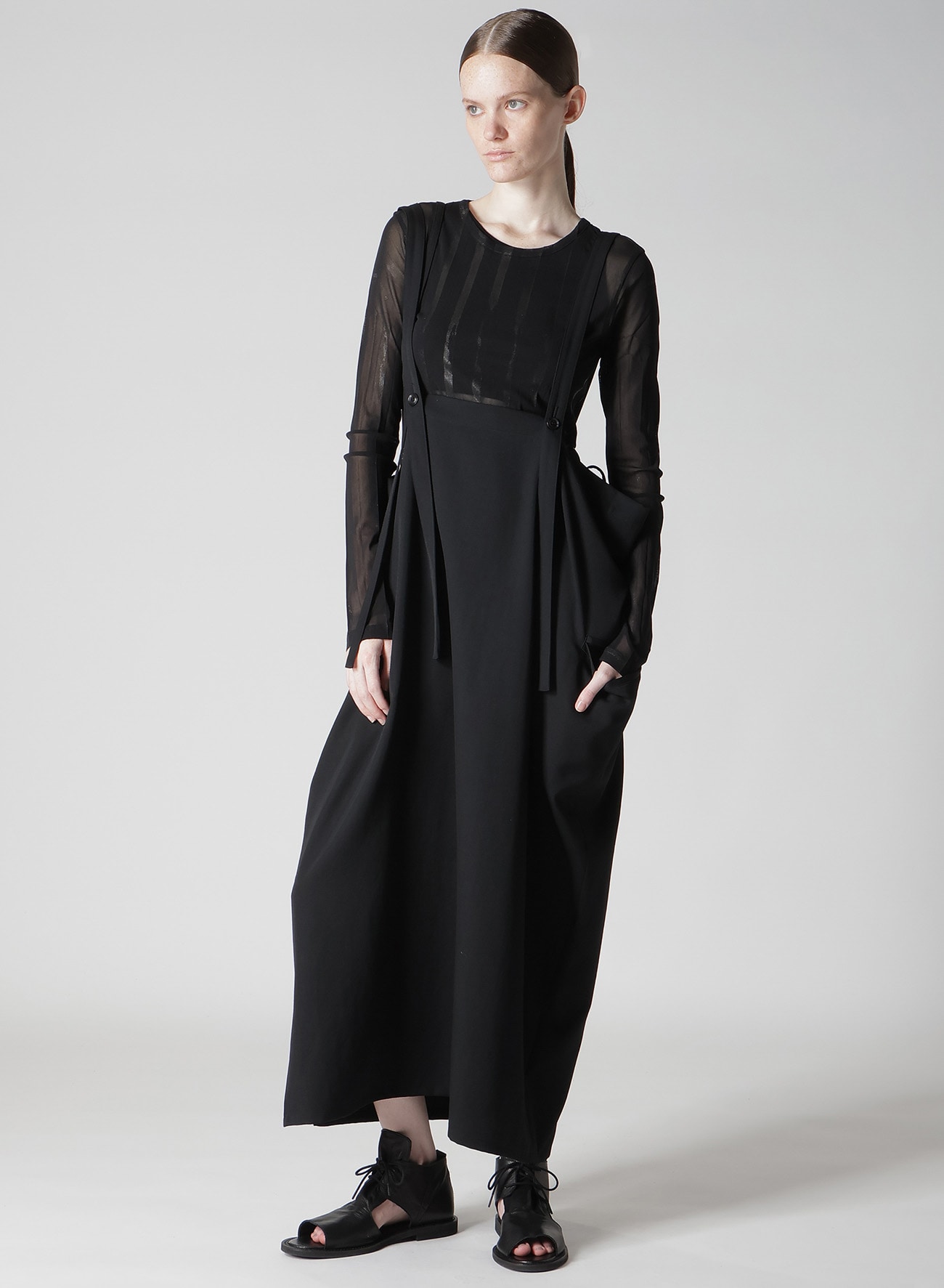 WOOL GABARDINE SHOULDER STRAP DRESS