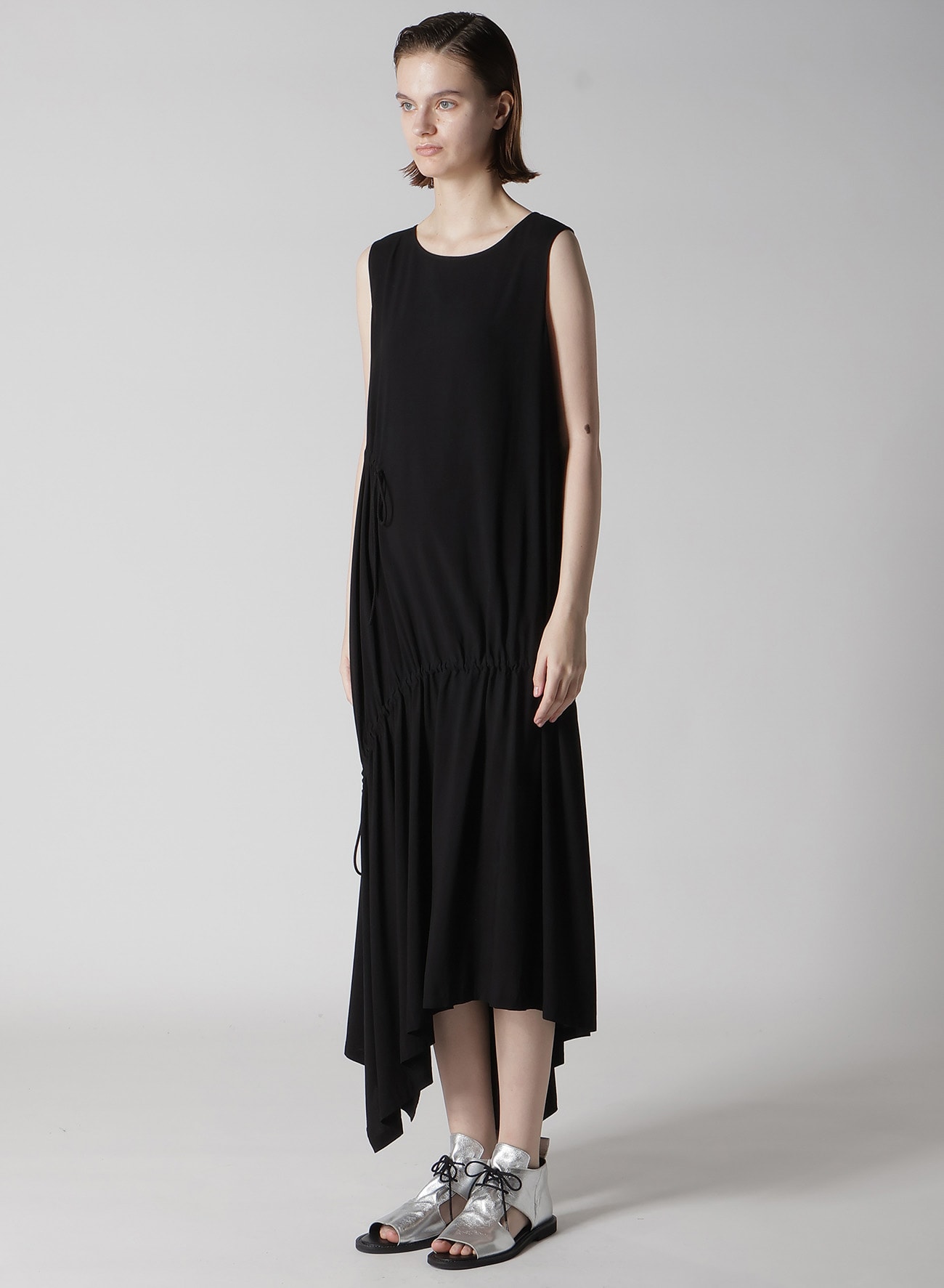 RAYON/CAMBRIC SHIRRING DRESS