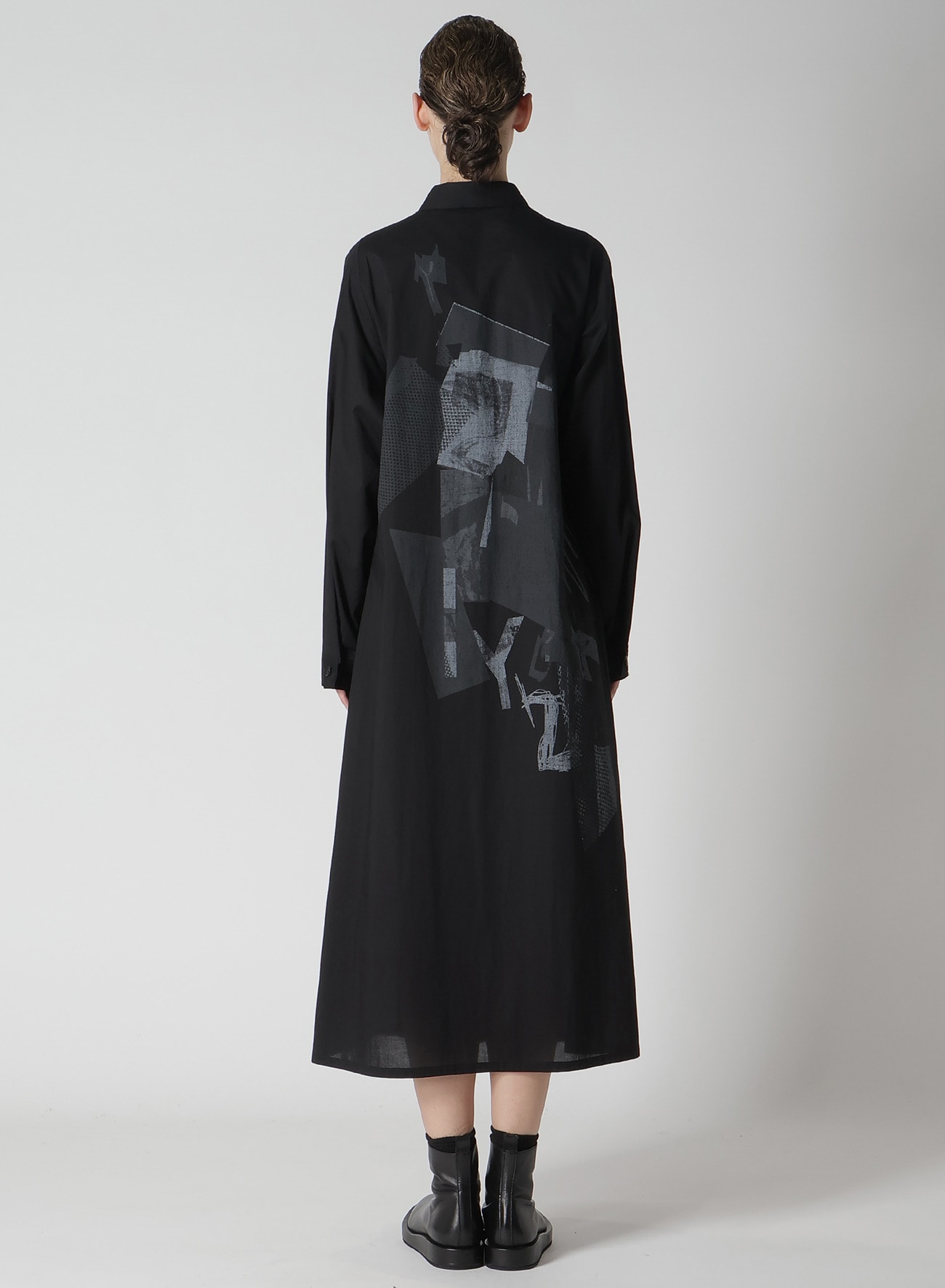 Y'S COLLAGE PRINT ARRANGED SHIRT DRESS