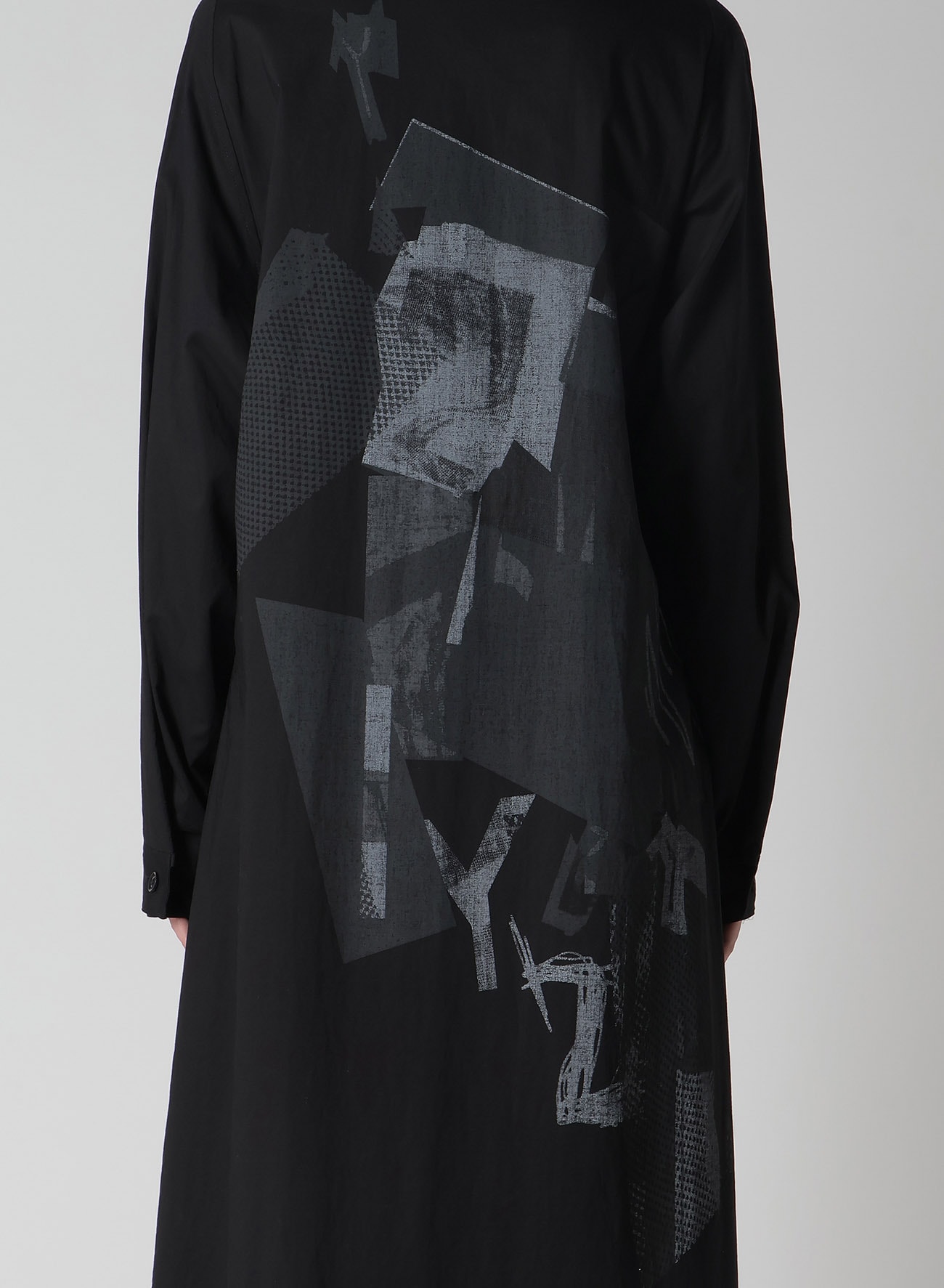 Y'S COLLAGE PRINT ARRANGED SHIRT DRESS