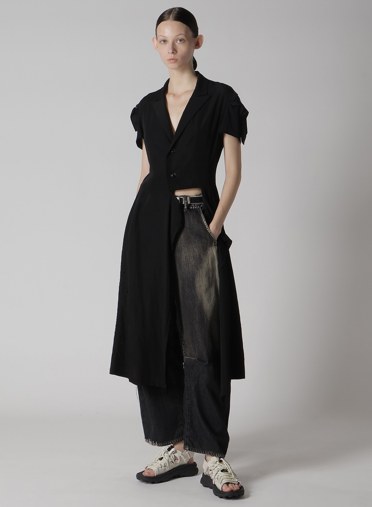 CUPRO/DUNGAREE BALLER LACE SQUARE CLOTH SLEEVE JACKET