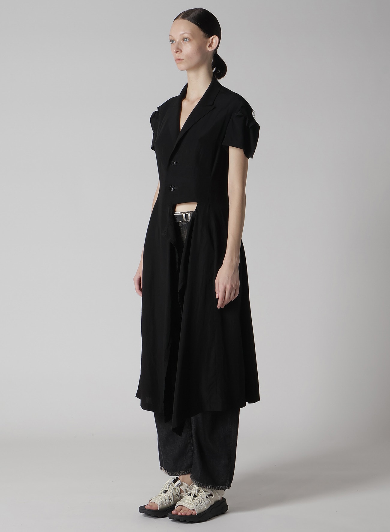 CUPRO/DUNGAREE BALLER LACE SQUARE CLOTH SLEEVE JACKET