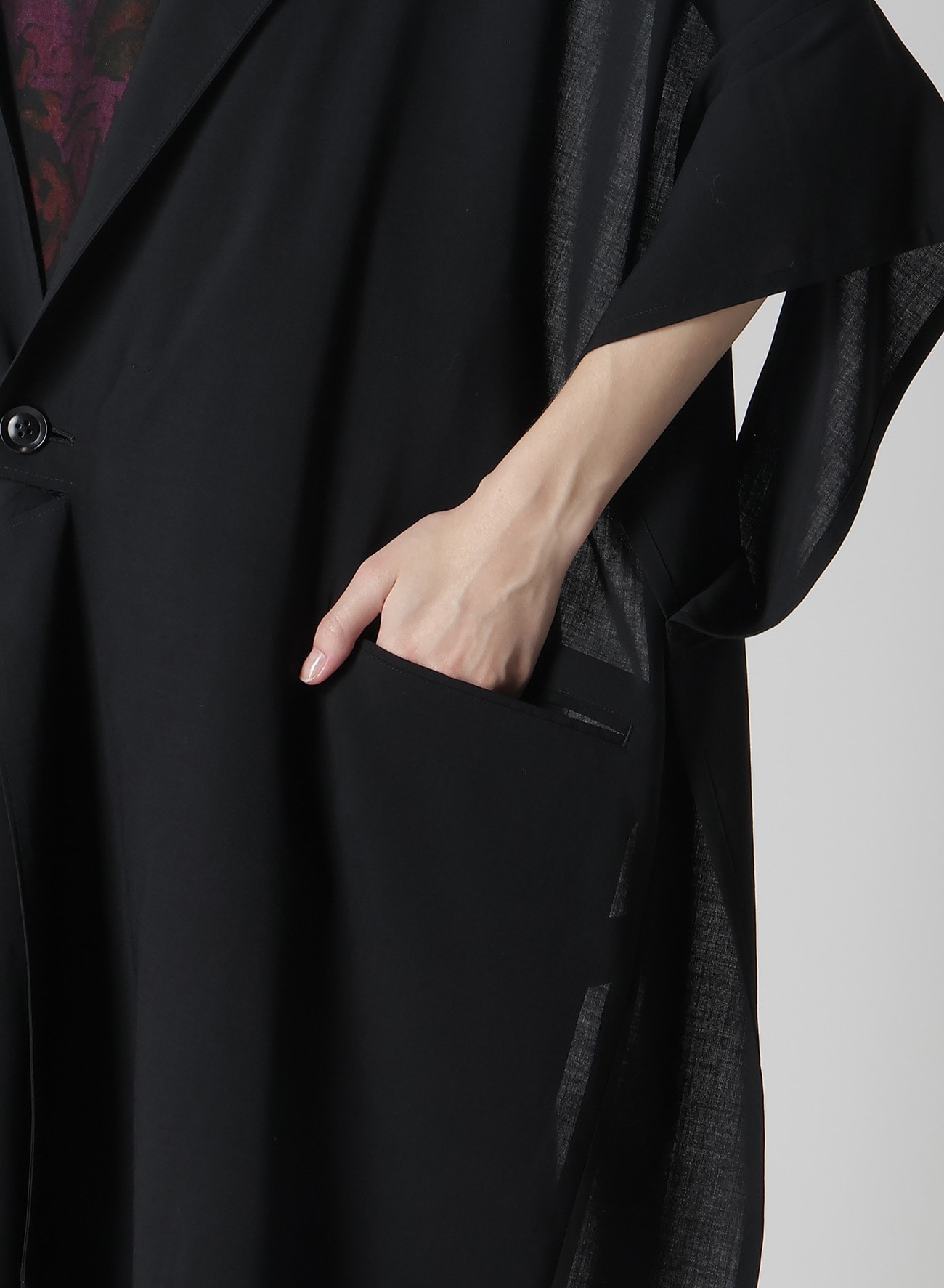 HARD-TWISTED LAWN KIMONO JACKET
