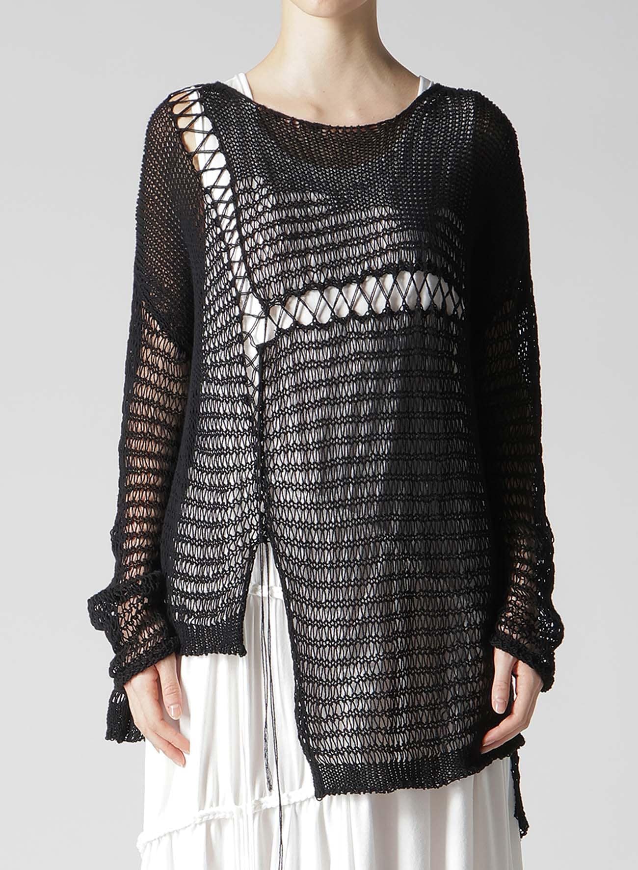 DAMAGE PROCESSED ASYMMETRIC LONG SLEEVE KNIT