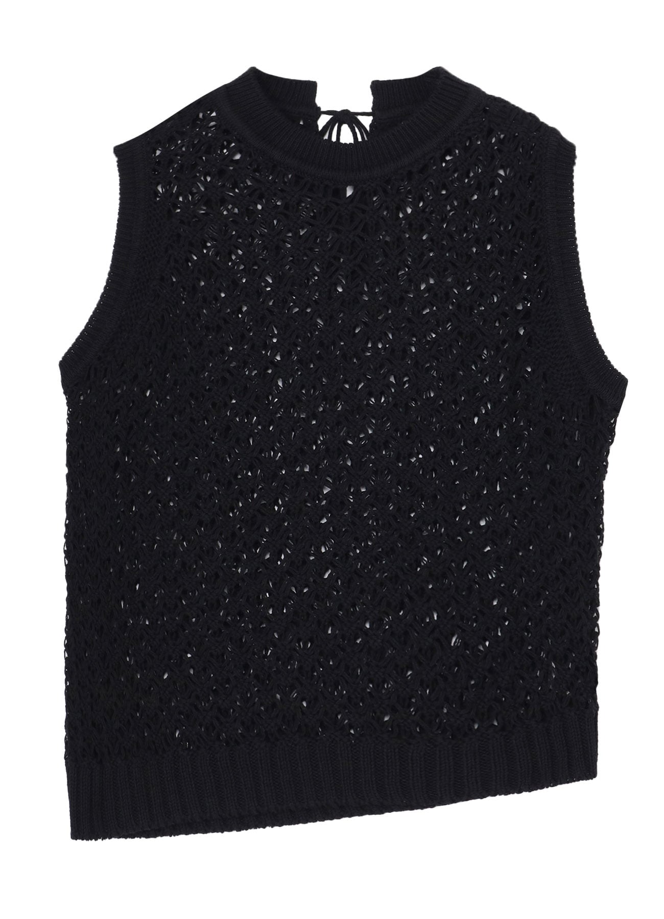 OPENWORK DESIGN DIAGONAL SLEEVELESS PULLOVER