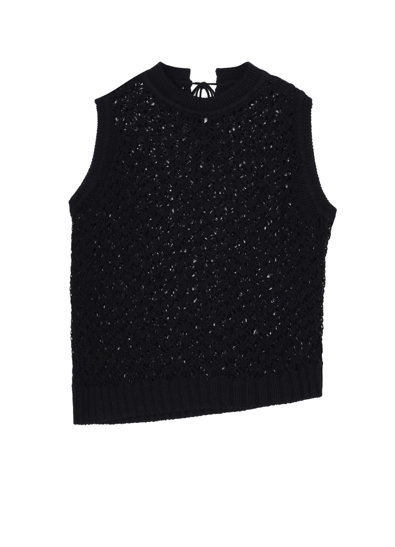 OPENWORK DESIGN DIAGONAL SLEEVELESS PULLOVER