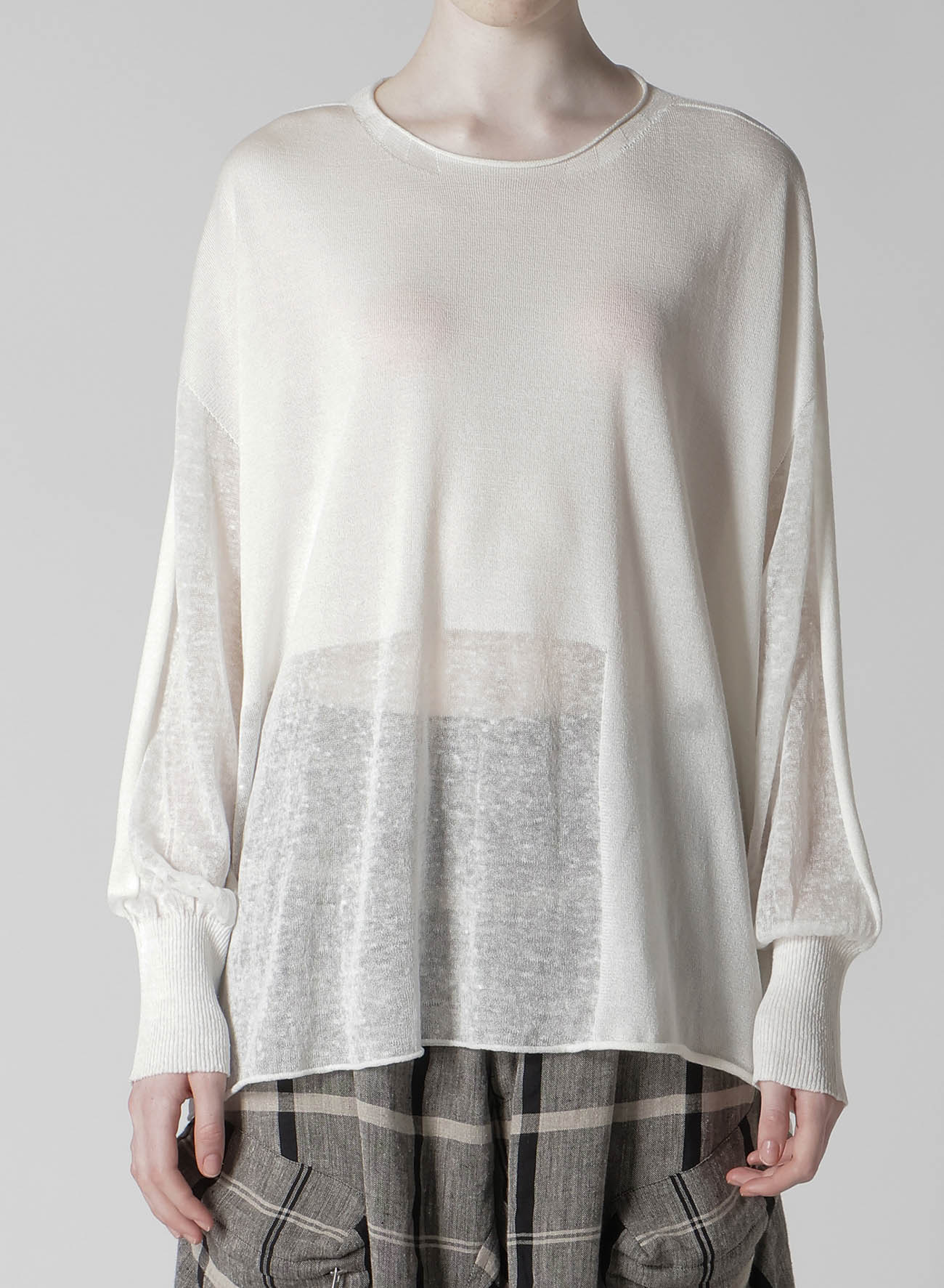 MULTI MATERIAL SHEER JERSEY LOOSE BIG PULLOVER