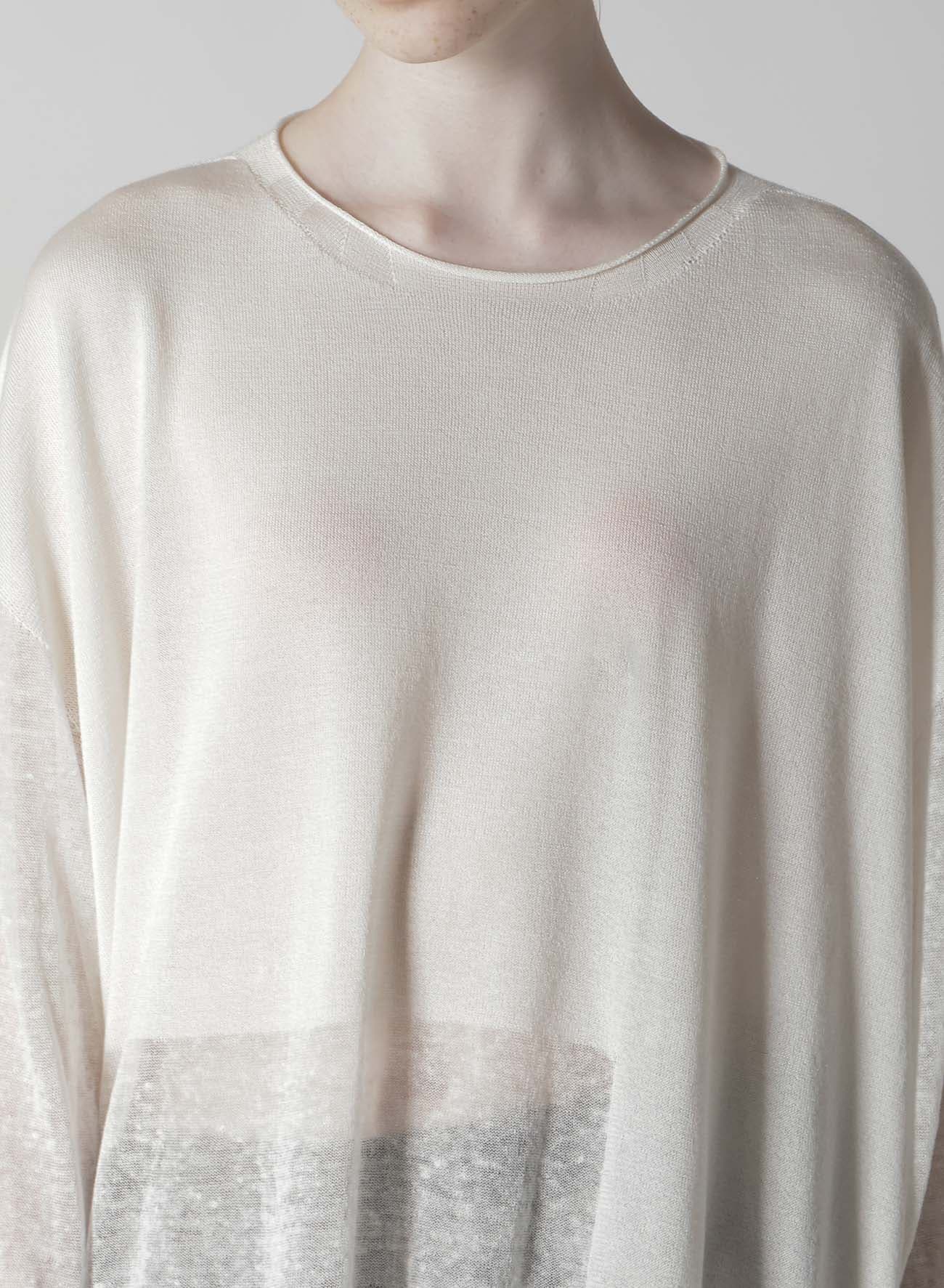 MULTI MATERIAL SHEER JERSEY LOOSE BIG PULLOVER