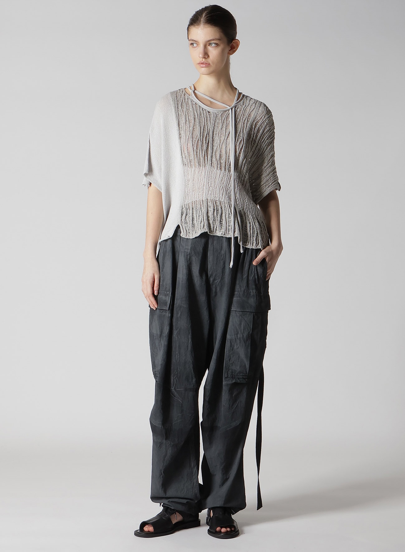 DROP NEEDLE STRIPE CROPPED PANEL PULLOVER