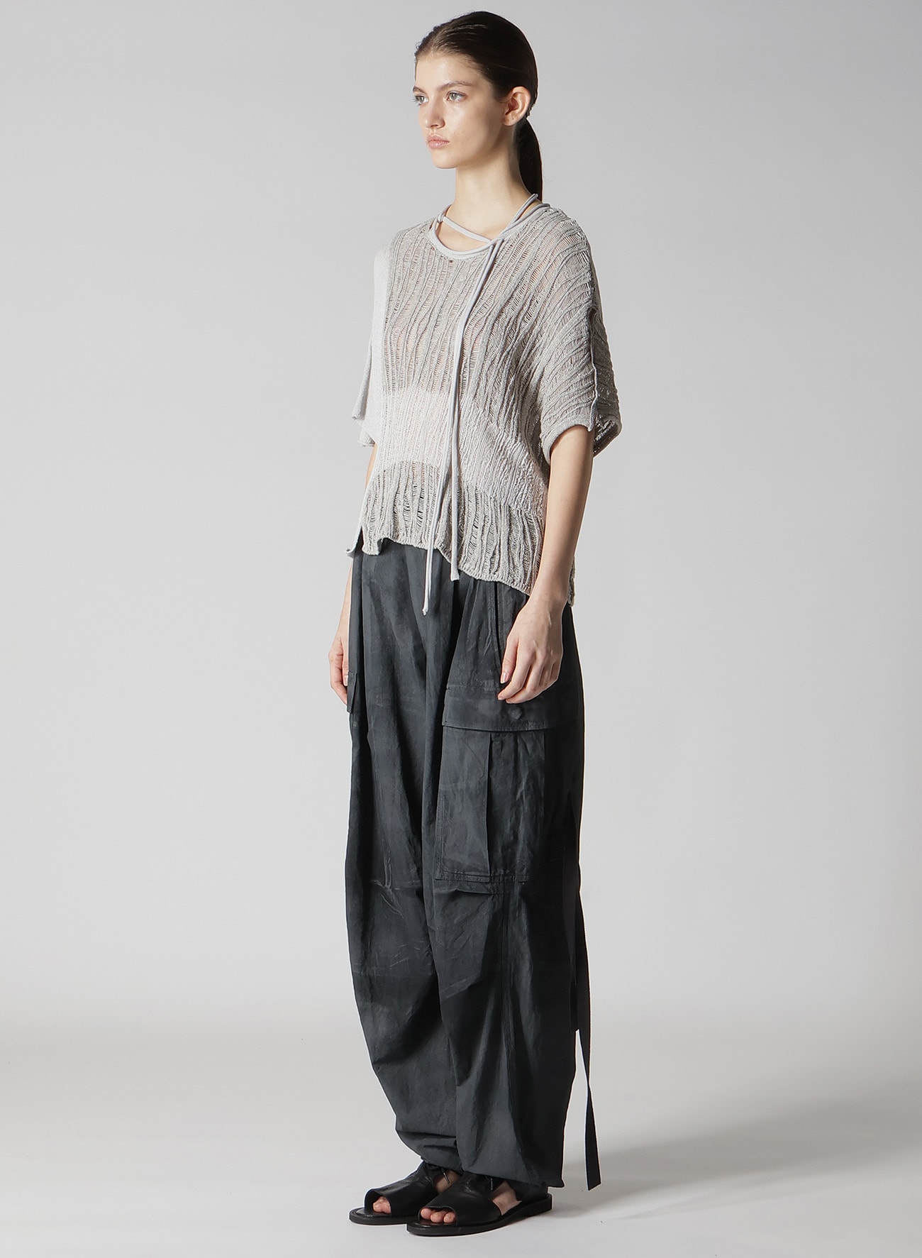 DROP NEEDLE STRIPE CROPPED PANEL PULLOVER