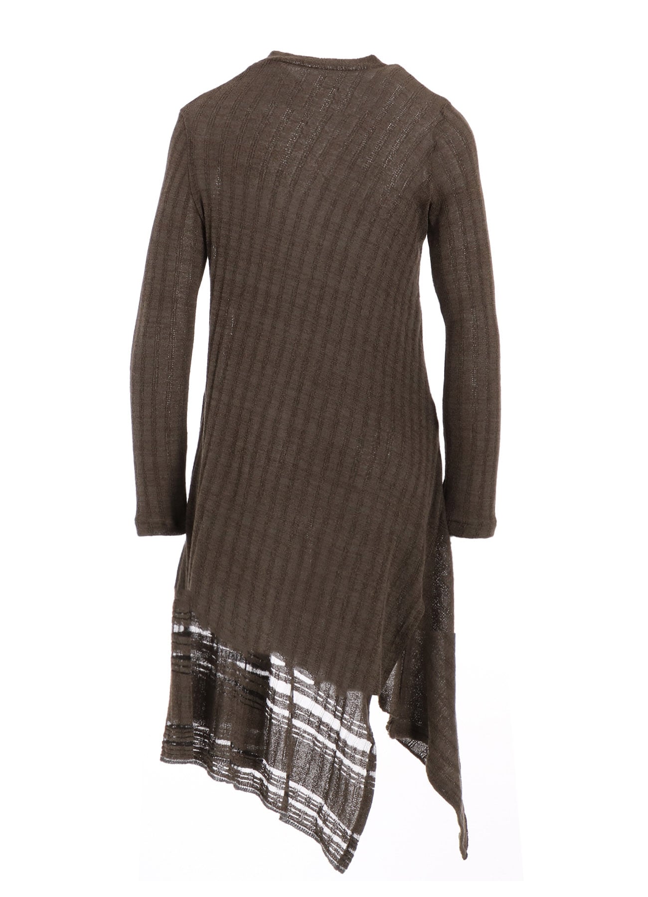 DROP NEEDLE RIB STRIPE ASYMMETRIC LONG CARDIGAN