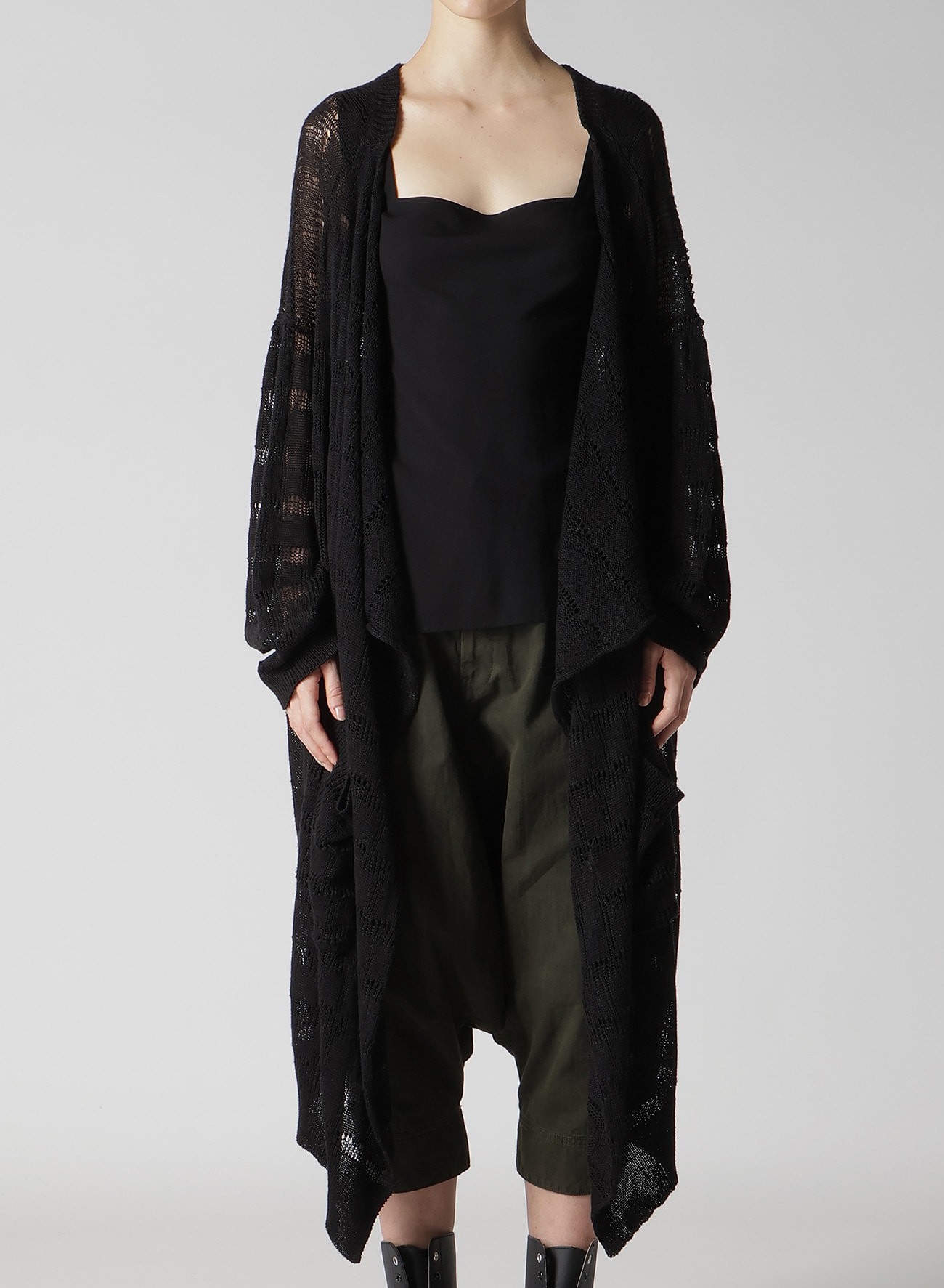 7G2P OPENWORK DRAPE LONG CARDIGAN