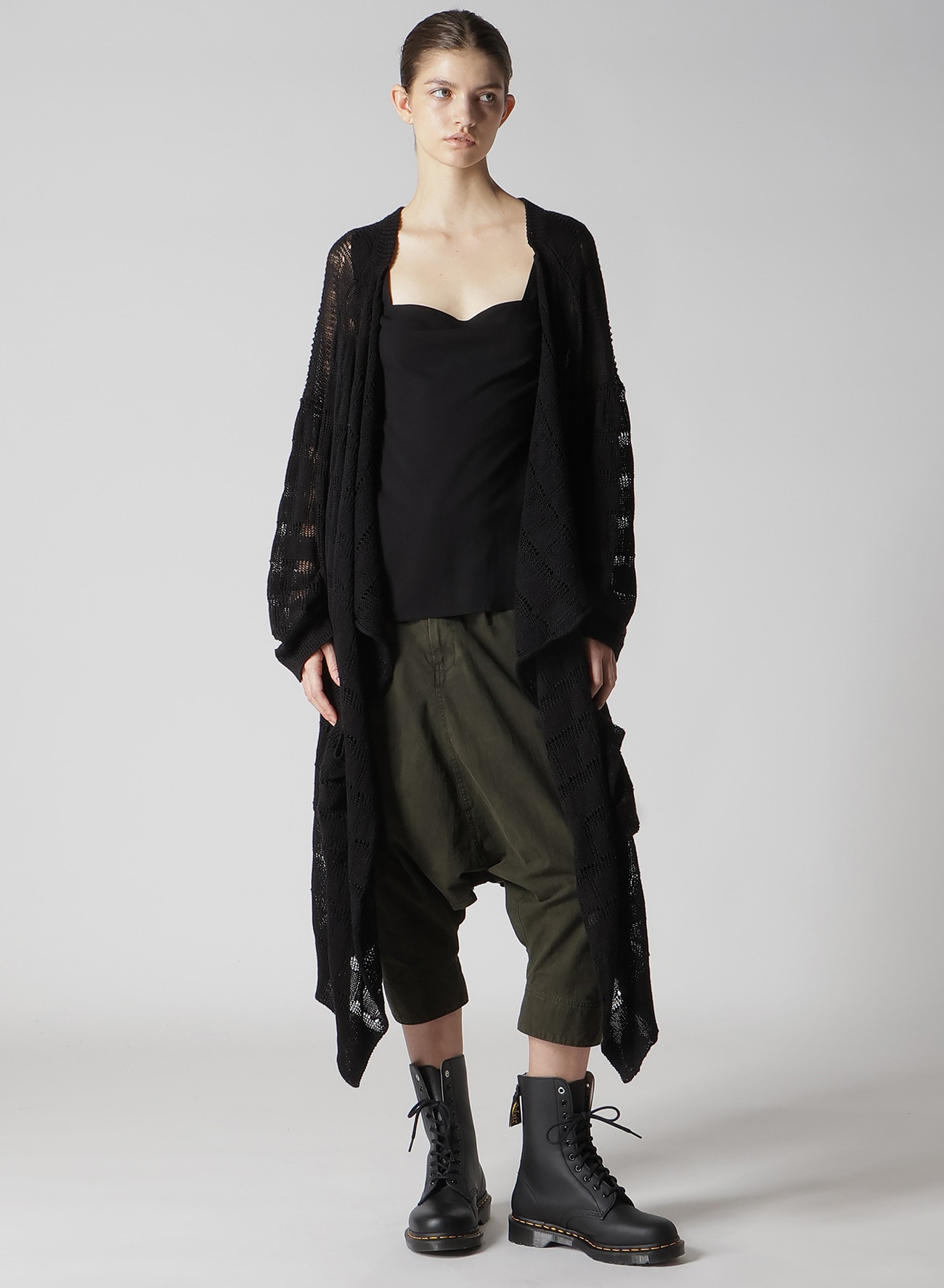 7G2P OPENWORK DRAPE LONG CARDIGAN