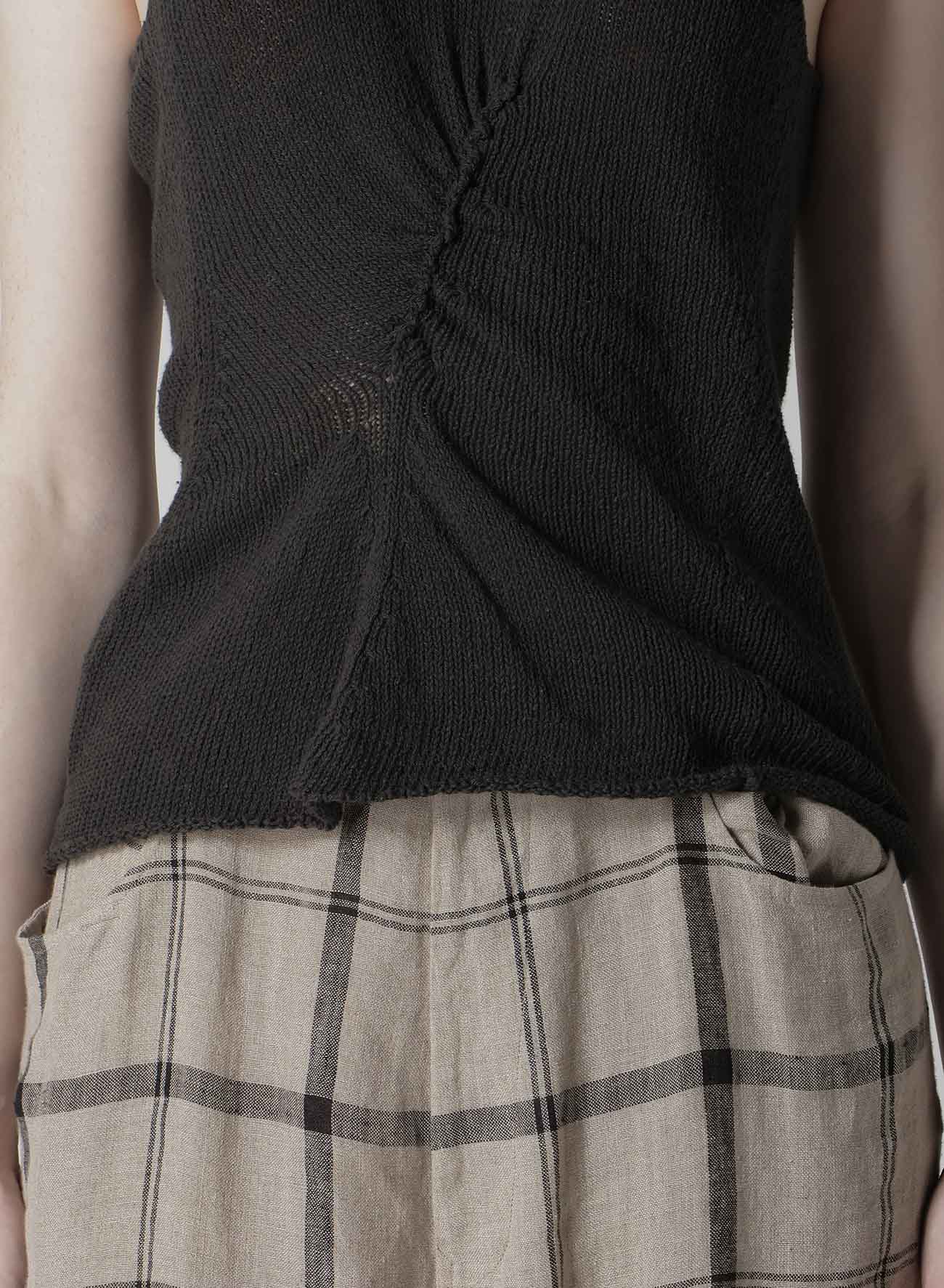 UNEVEN YARN JERSEY GATHER TANKTOP