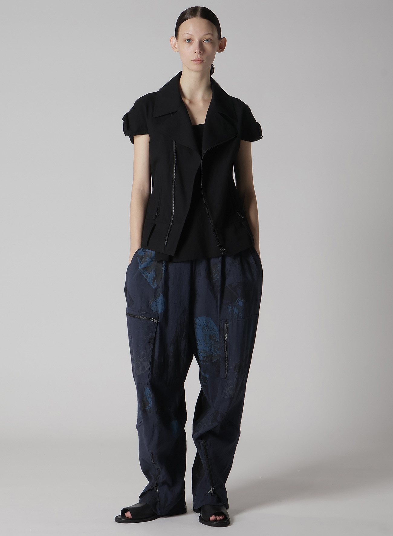 C/L POPLIN STONE DESIGN FLIGHT PANTS