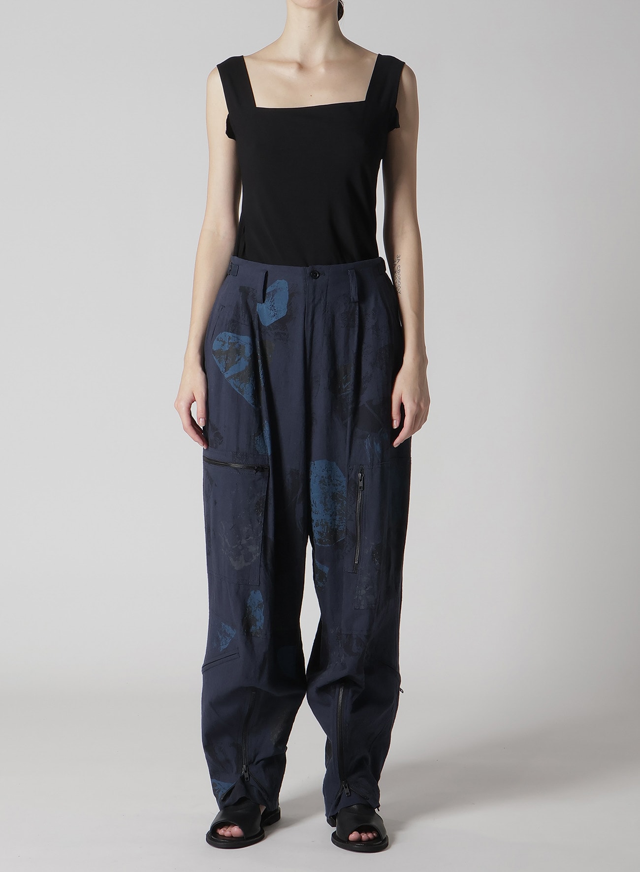 C/L POPLIN STONE DESIGN FLIGHT PANTS