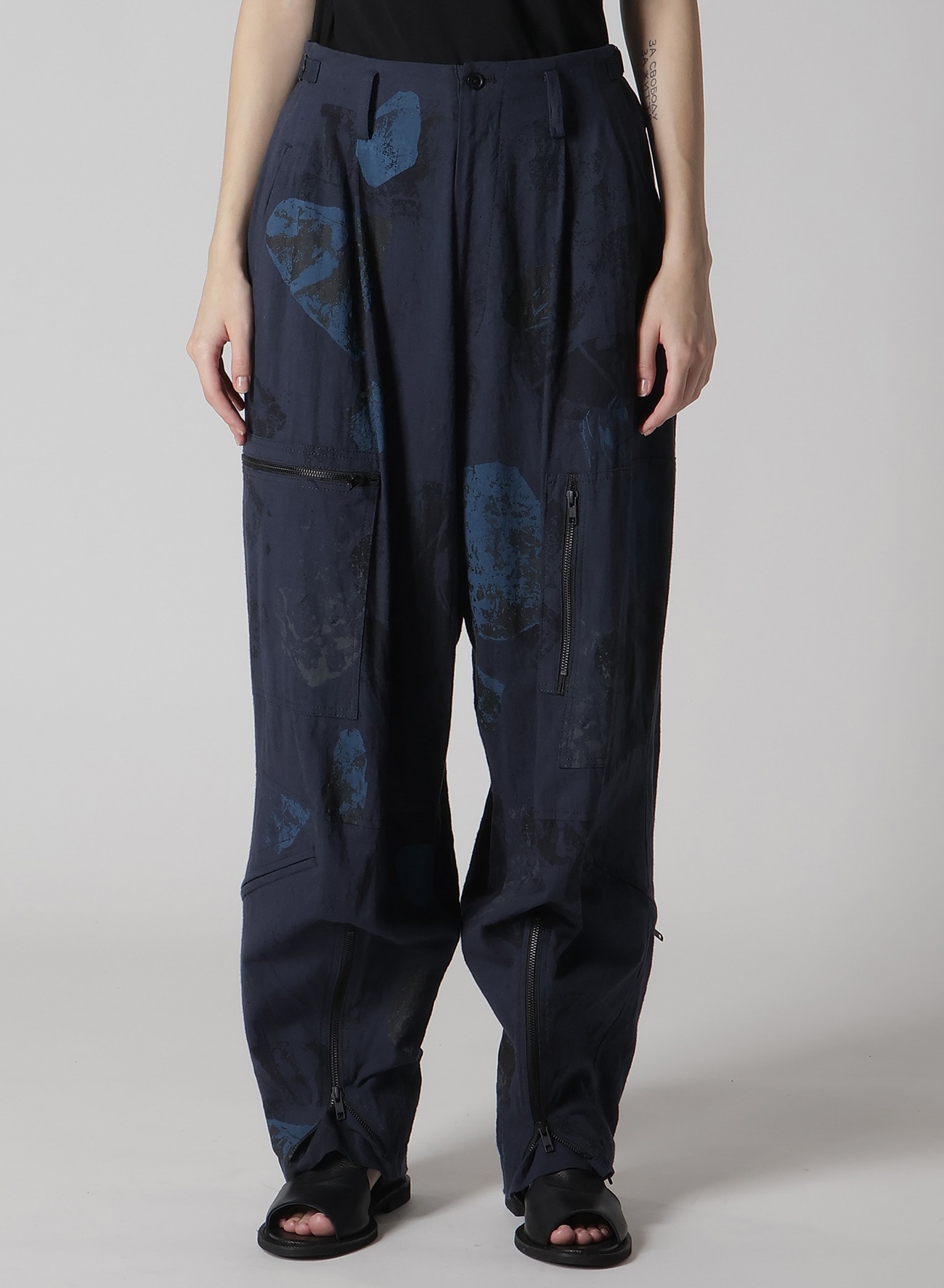 C/L POPLIN STONE DESIGN FLIGHT PANTS