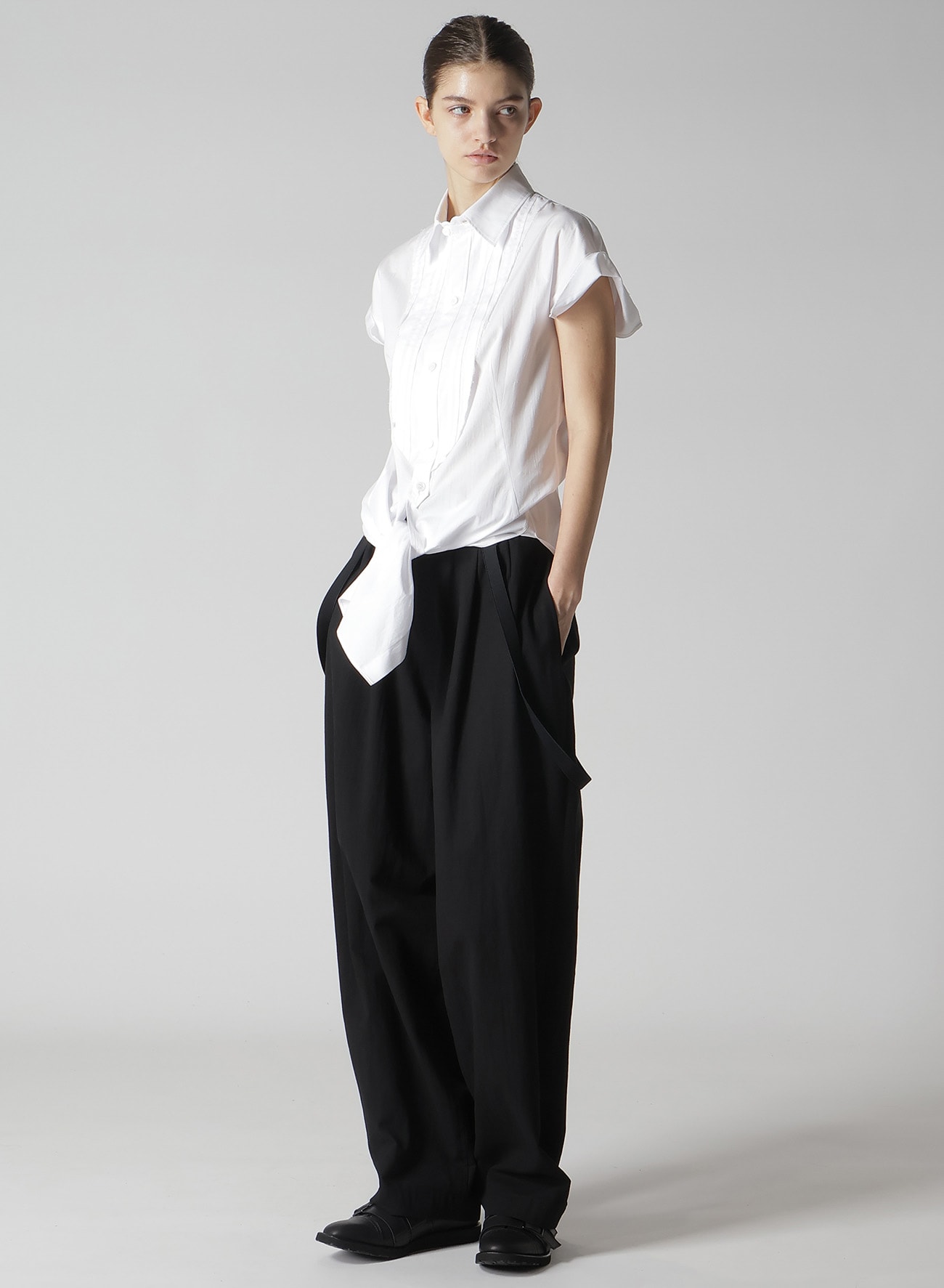 COTTON TWILL SUSPENDER PANTS