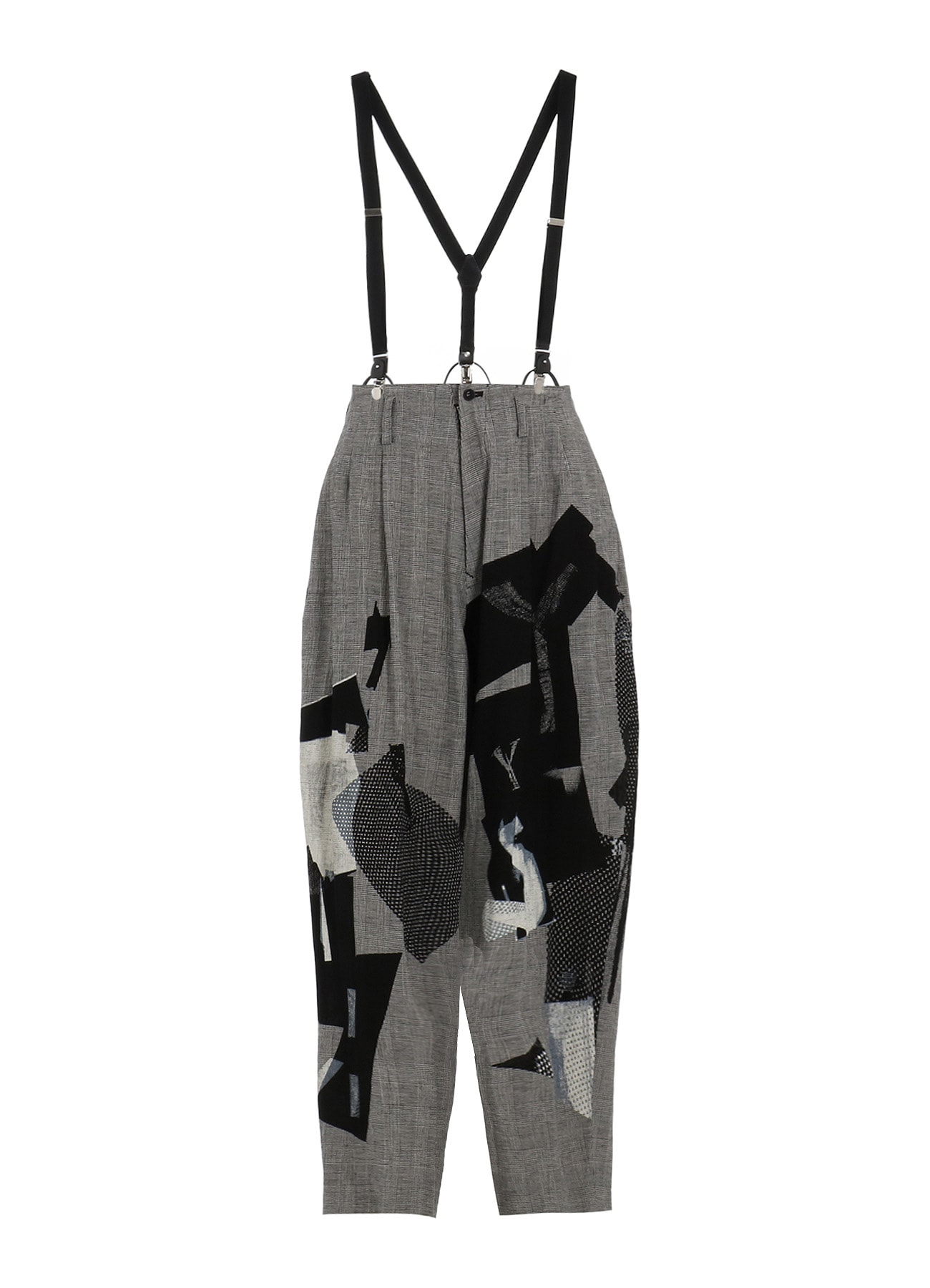 C/LI PLAID COLLAGE SUSPENDER PANTS