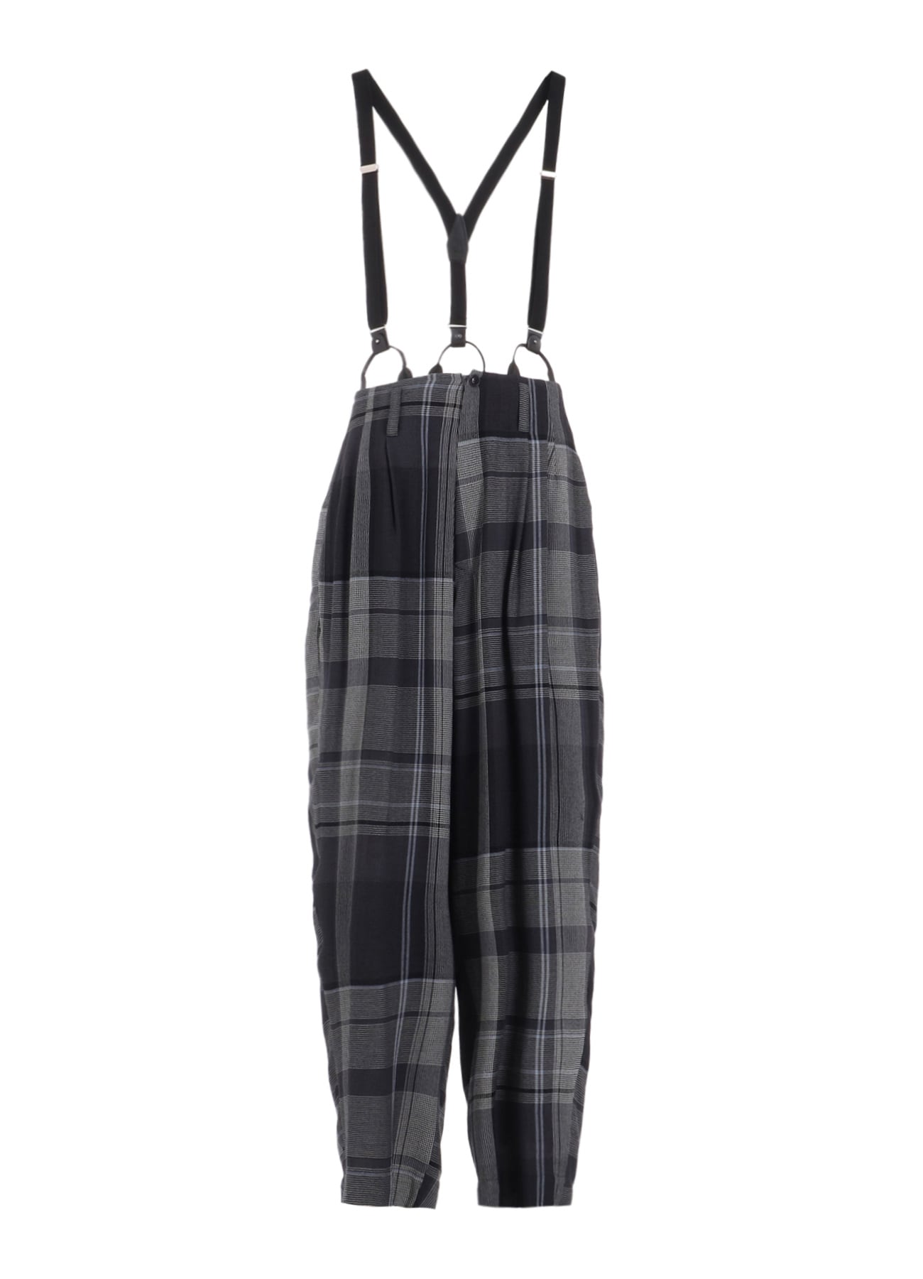 GAUZE PLAID SUSPENDER PANTS