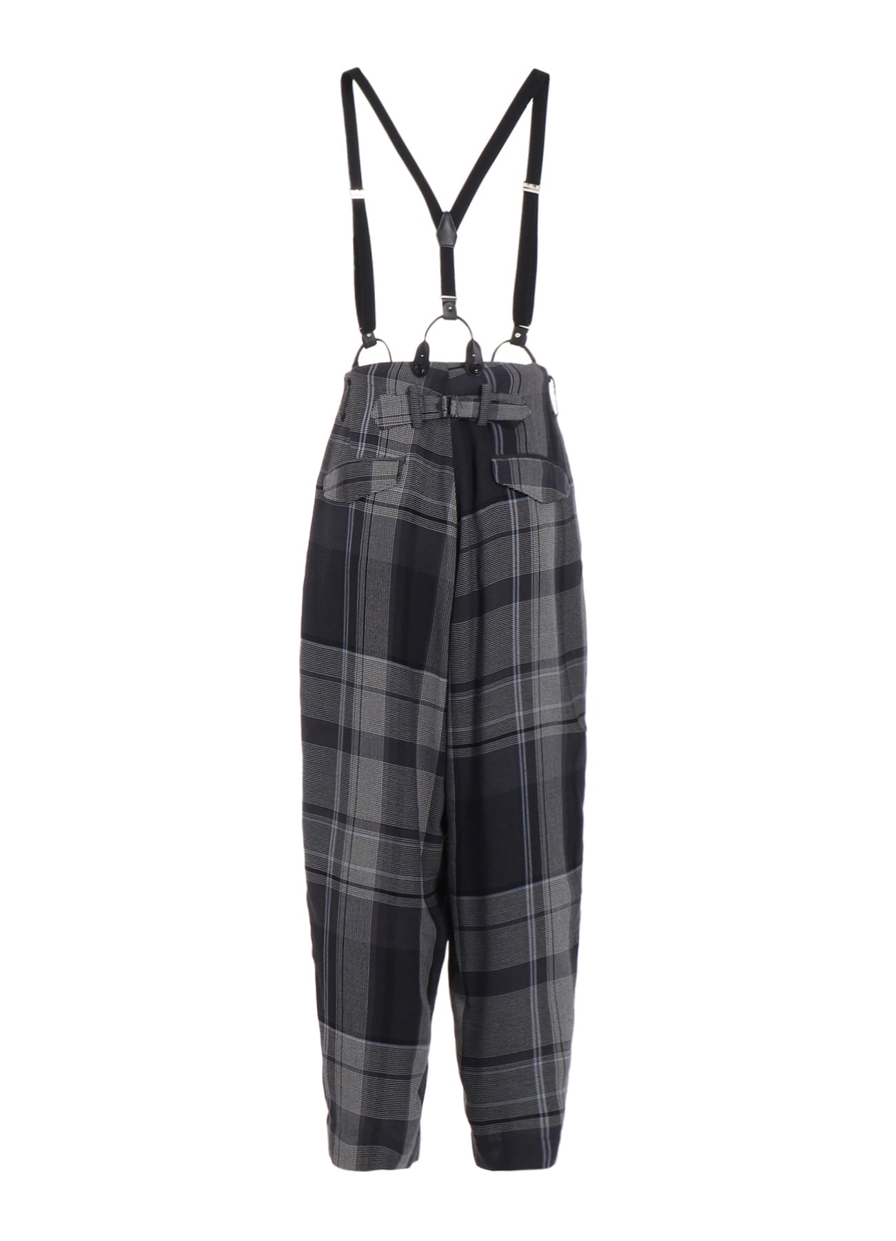 GAUZE PLAID SUSPENDER PANTS