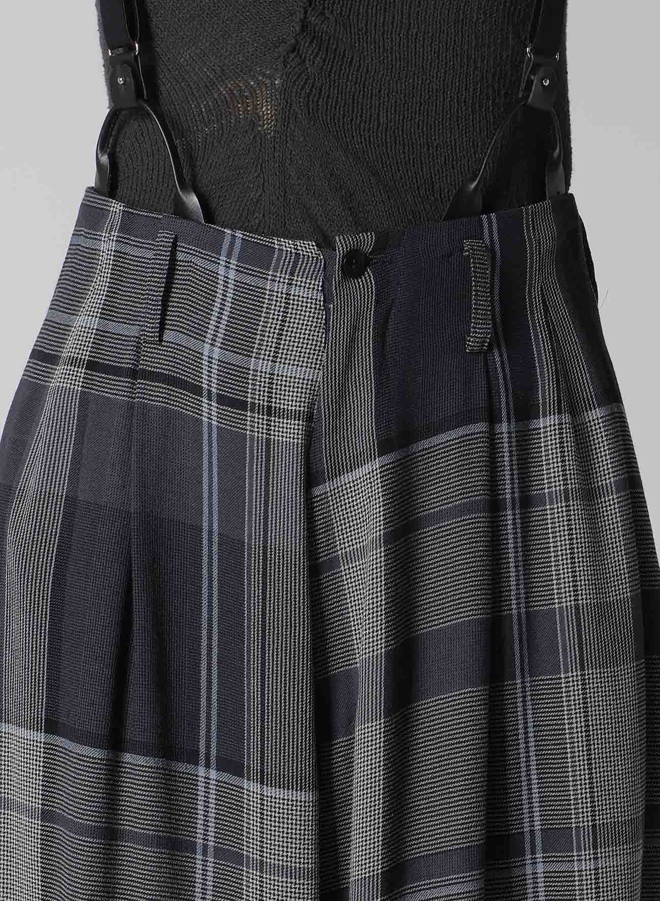 GAUZE PLAID SUSPENDER PANTS
