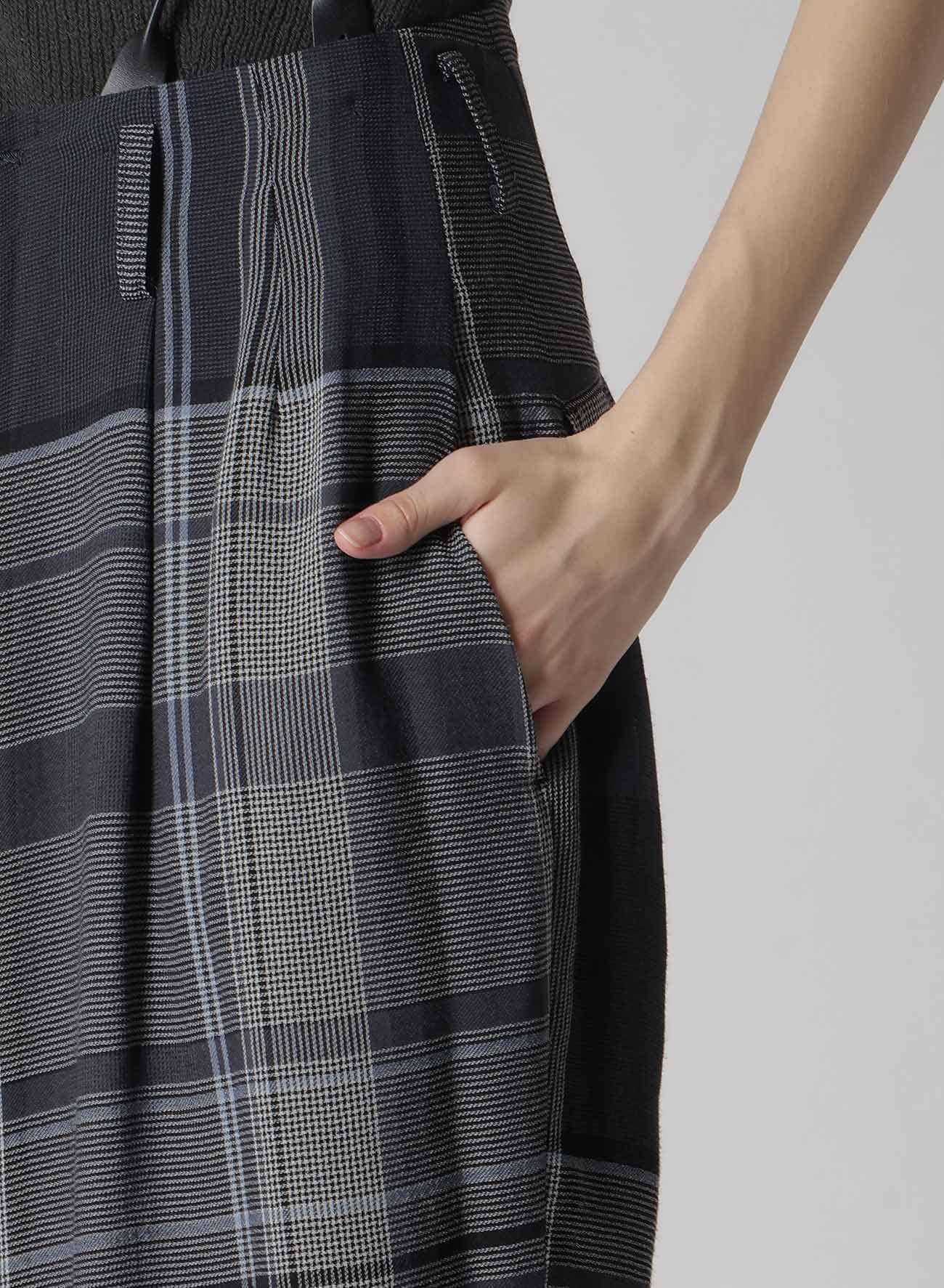 GAUZE PLAID SUSPENDER PANTS