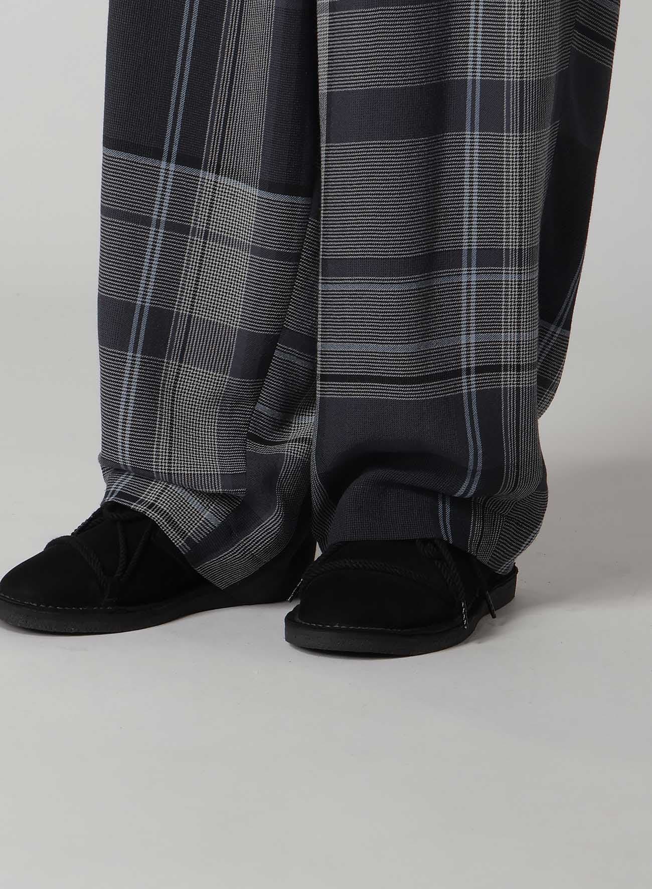 GAUZE PLAID SUSPENDER PANTS