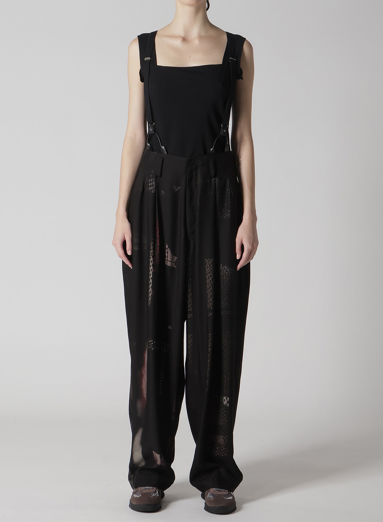 CU/DUNGAREE TWILL DARK NEON PRINT SUSPENDER PANTS