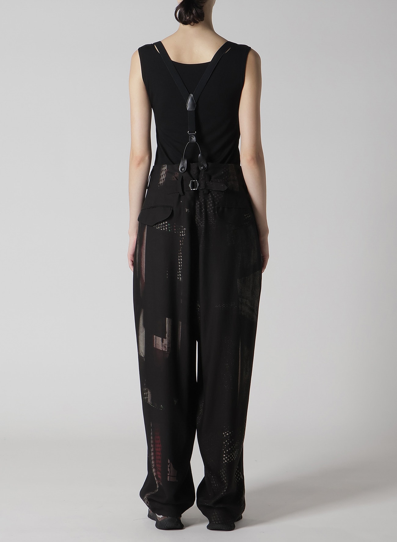 CU/DUNGAREE TWILL DARK NEON PRINT SUSPENDER PANTS