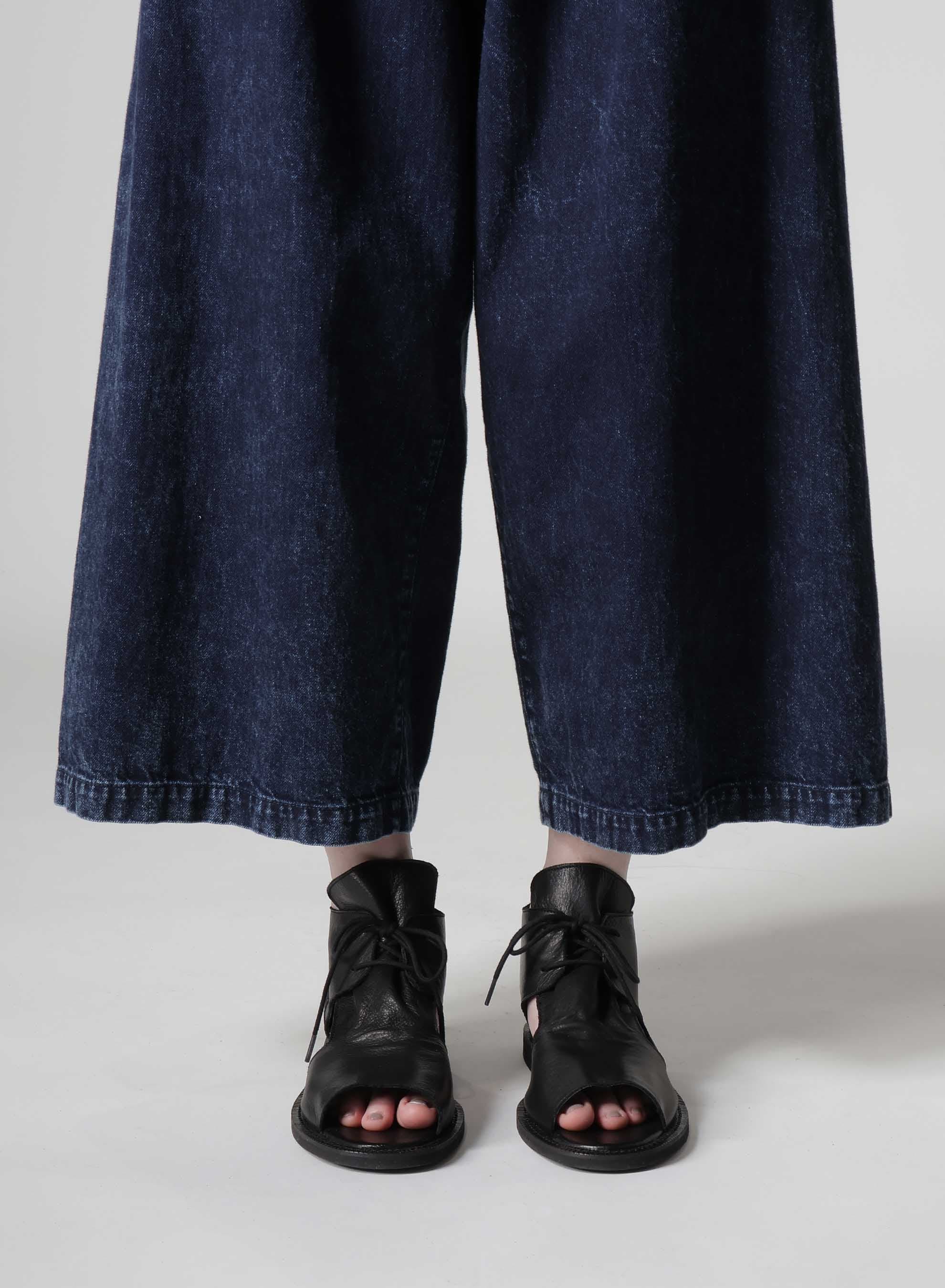 8OZ BLEACHED DENIM FRONT TUCKED WIDE PANTS