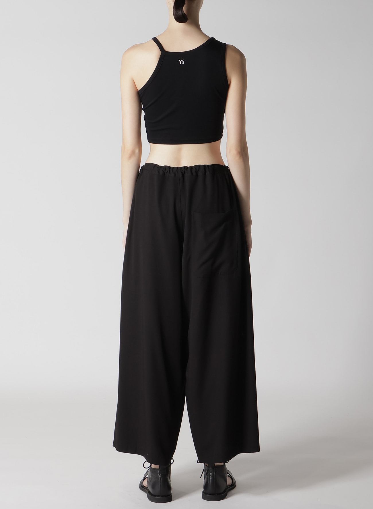 RAYON TWILL FRONT TUCKED WIDE PANTS