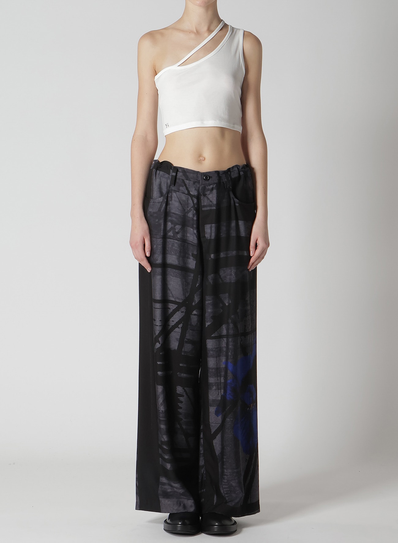 FLOWER&CABLE PRINT LONG STRAIGHT PANTS