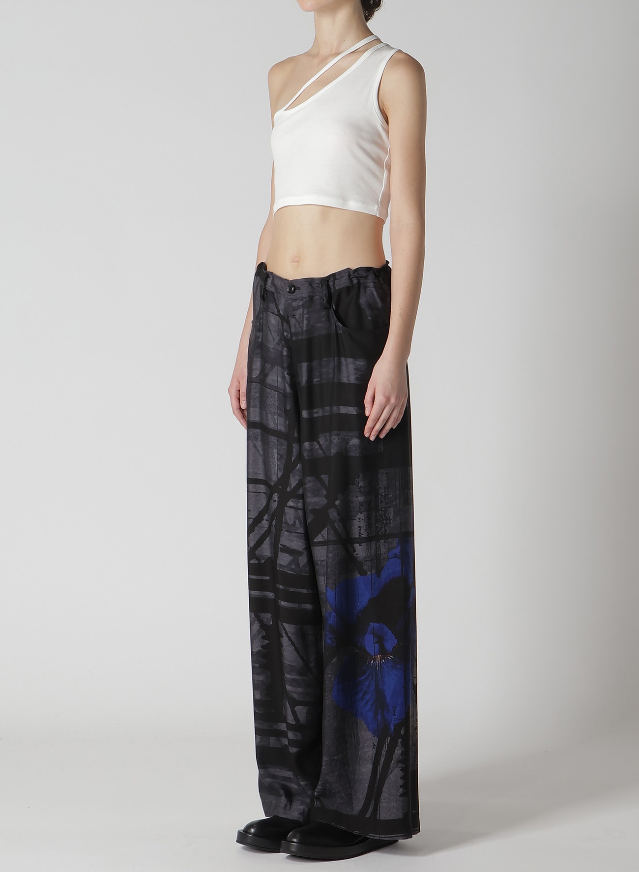 FLOWER&CABLE PRINT LONG STRAIGHT PANTS