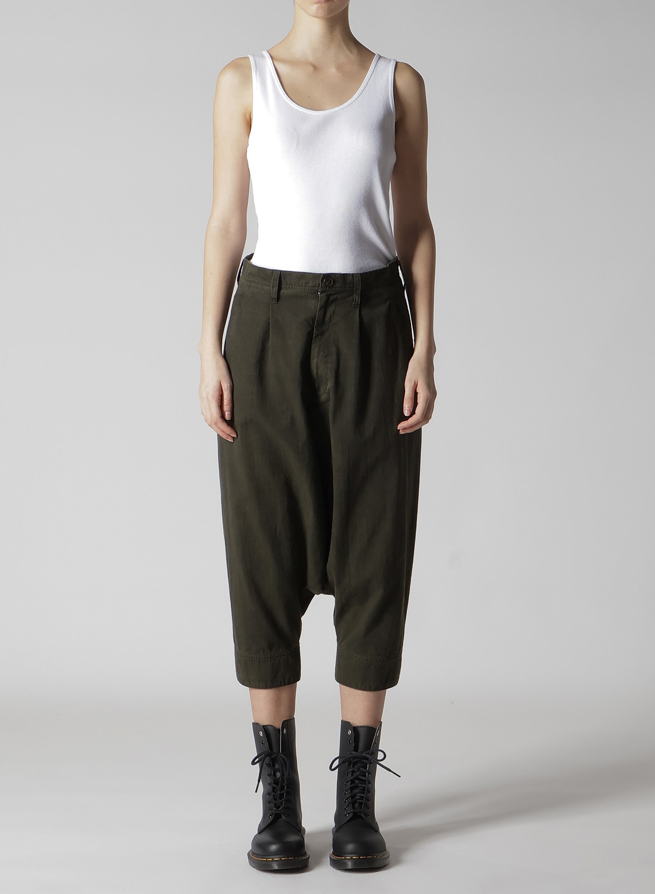 COTTON SLAB GARMENT DYEING CUFFED HEM SARROUEL PANTS