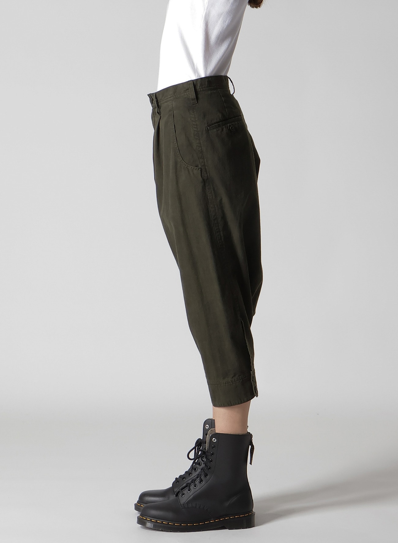 COTTON SLAB GARMENT DYEING CUFFED HEM SARROUEL PANTS