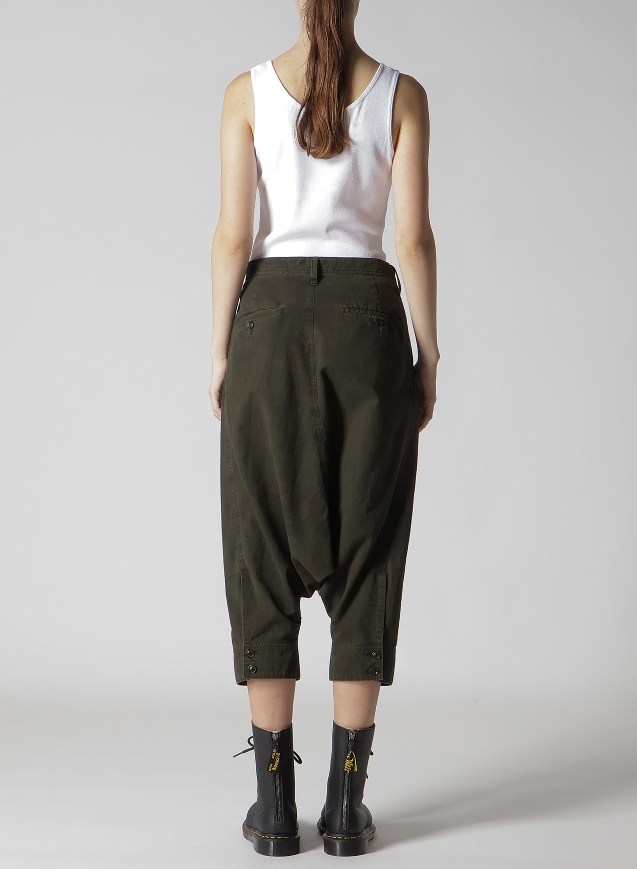 COTTON SLAB GARMENT DYEING CUFFED HEM SARROUEL PANTS