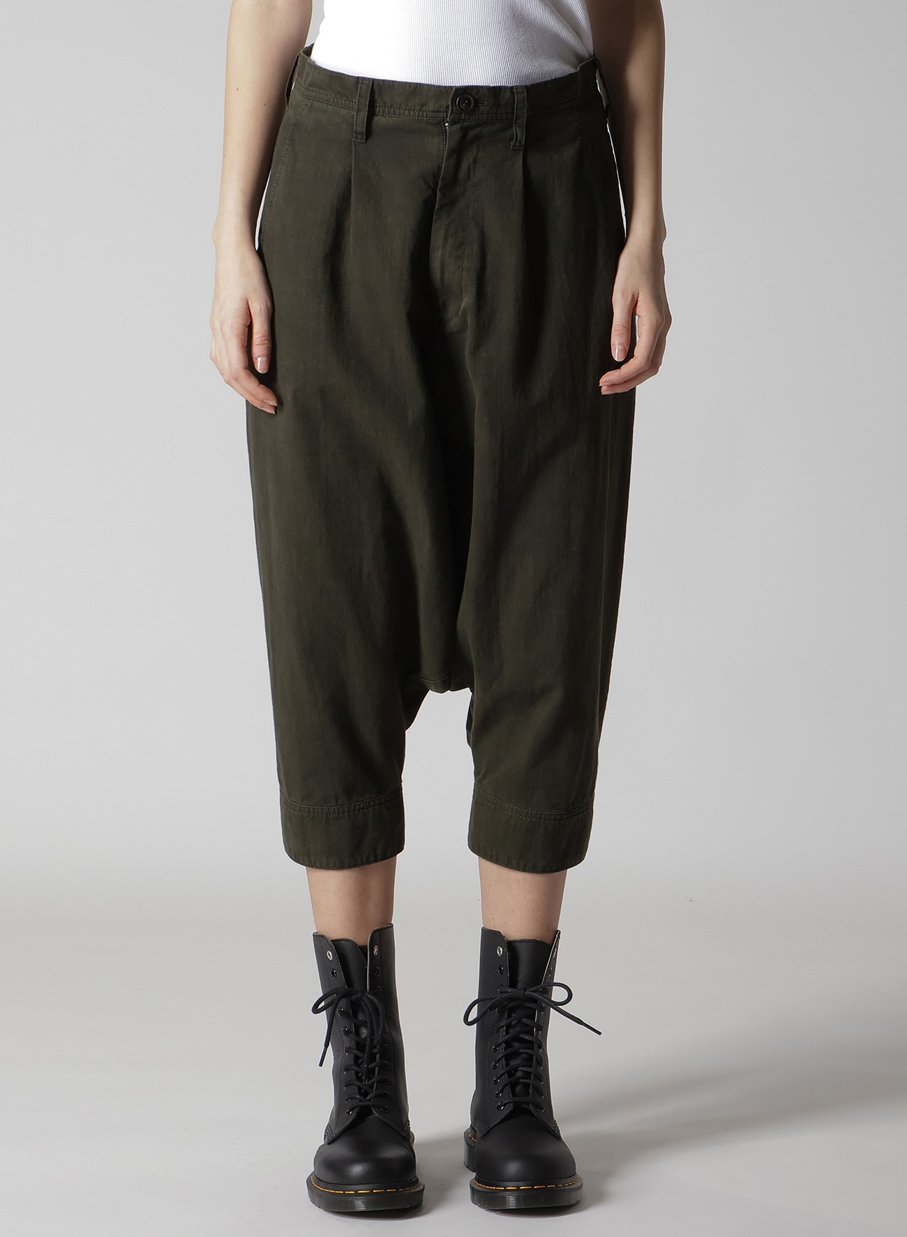 COTTON SLAB GARMENT DYEING CUFFED HEM SARROUEL PANTS