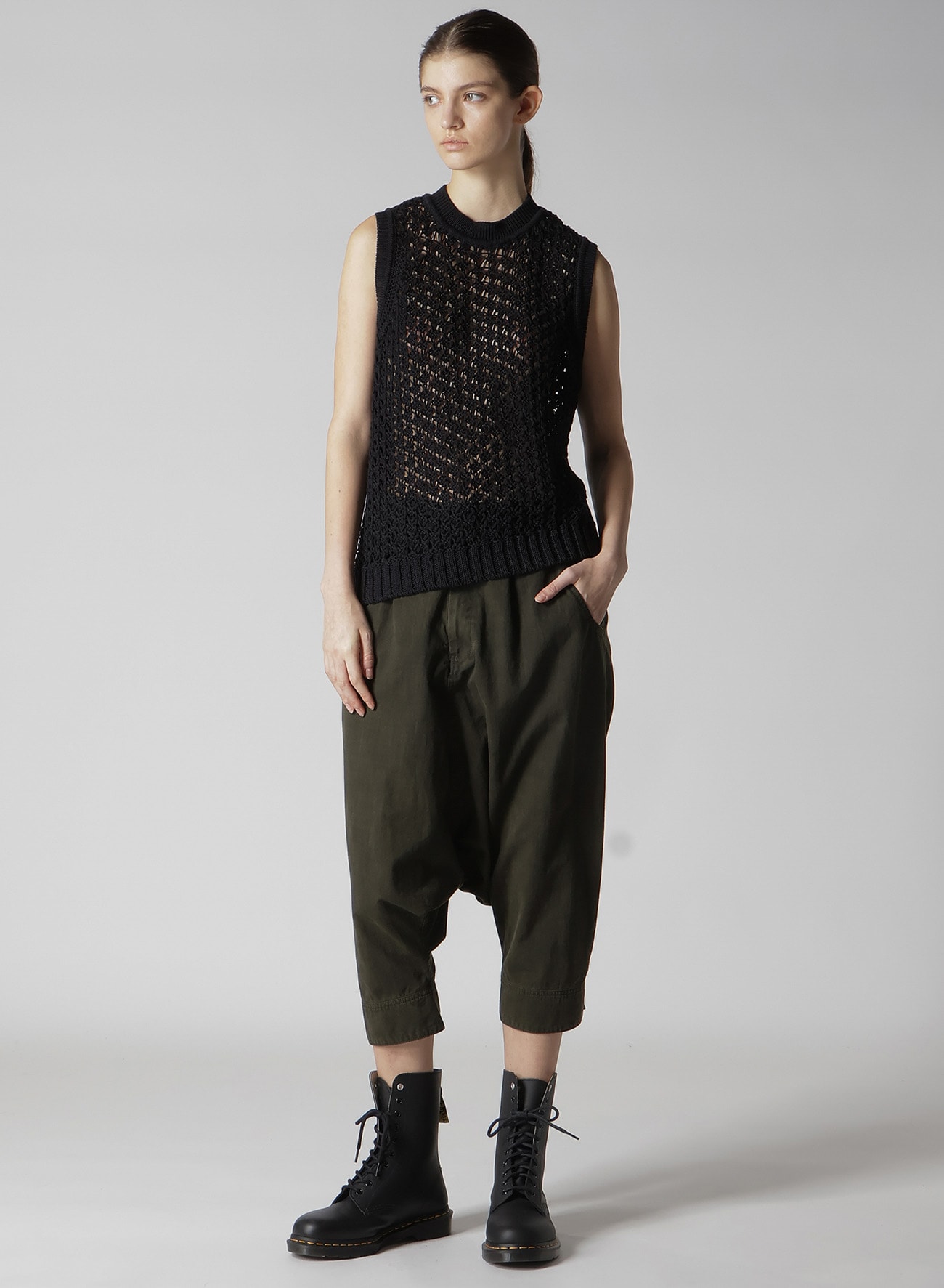 COTTON SLAB GARMENT DYEING CUFFED HEM SARROUEL PANTS