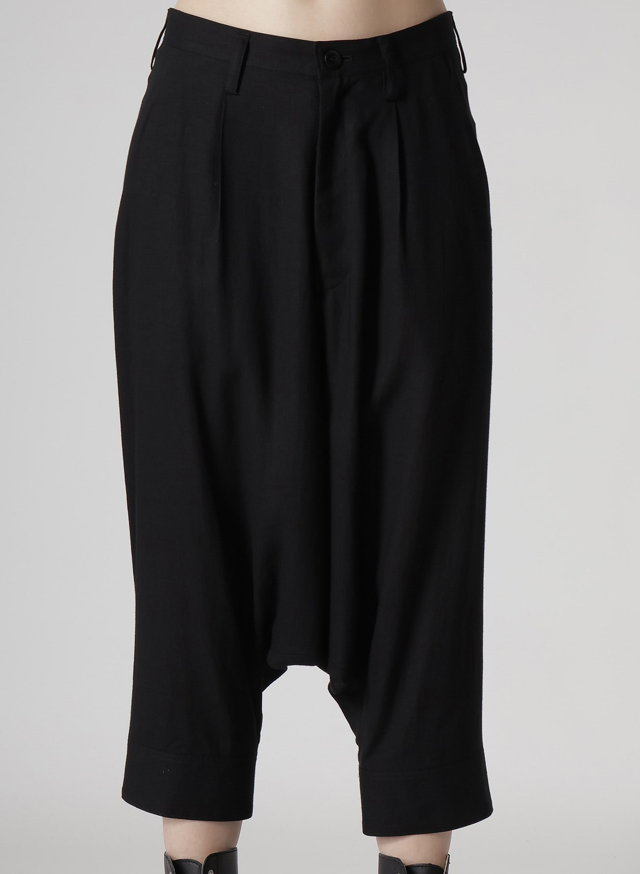 RAYON/LINEN SHEETING CUFFED HEM SARROUEL PANTS