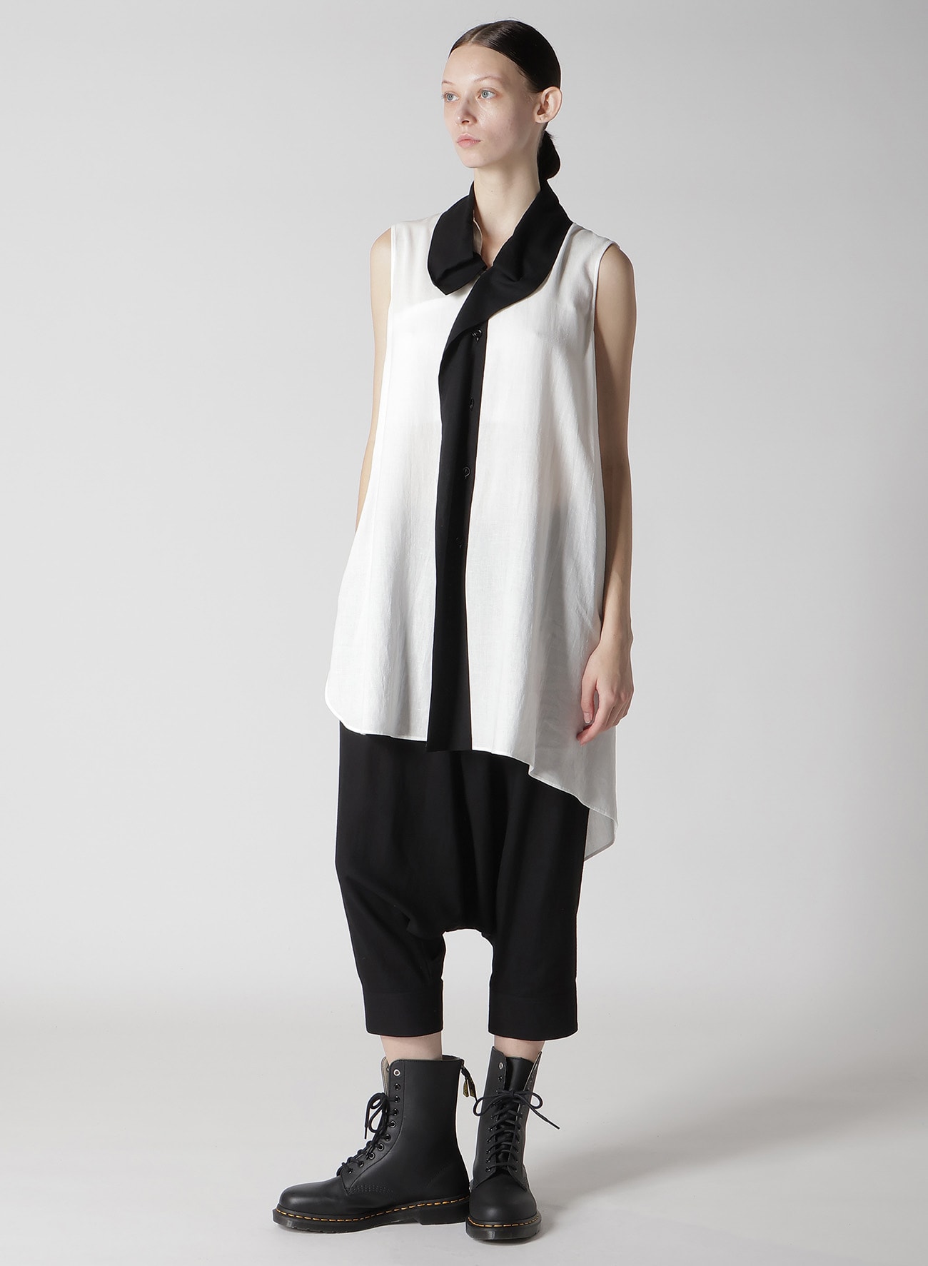 RAYON/LINEN SHEETING CUFFED HEM SARROUEL PANTS