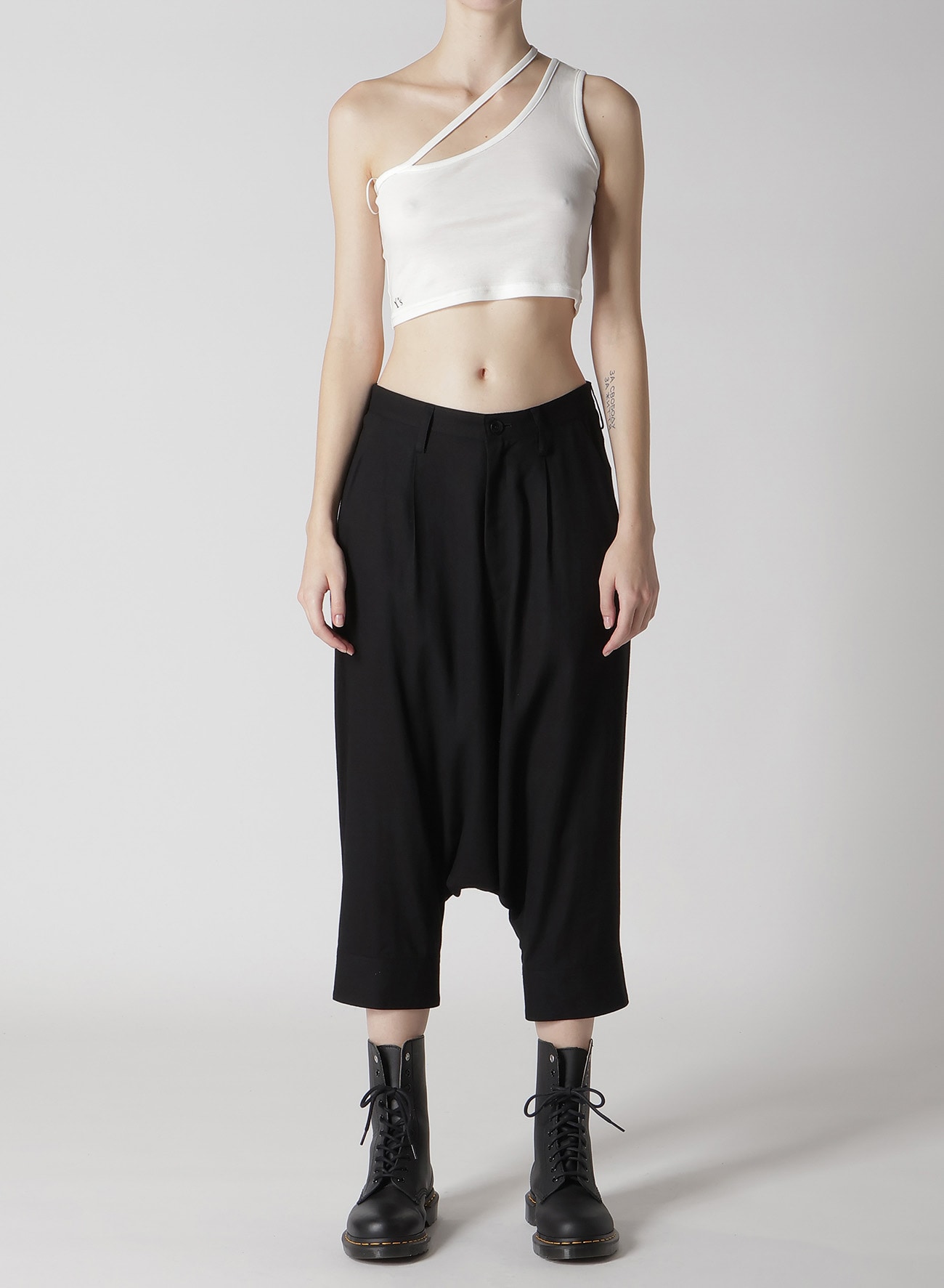 RAYON/LINEN SHEETING CUFFED HEM SARROUEL PANTS