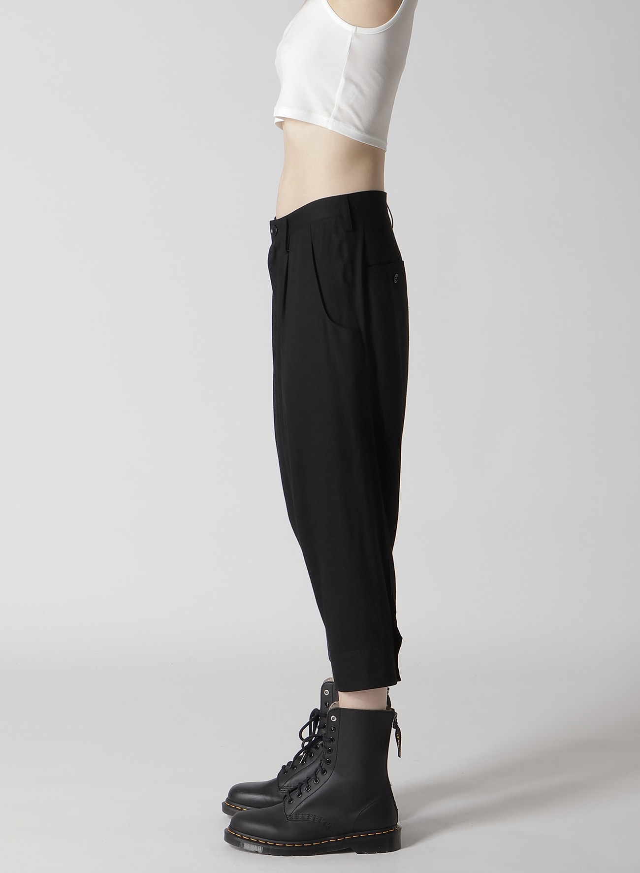 RAYON/LINEN SHEETING CUFFED HEM SARROUEL PANTS