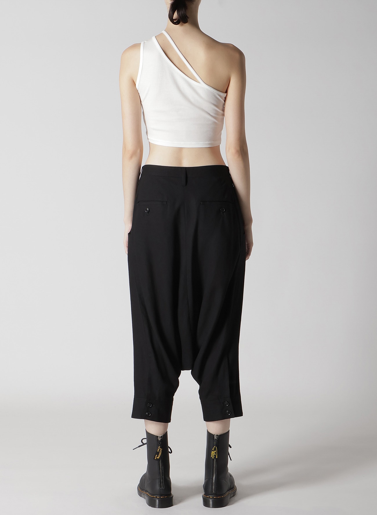 RAYON/LINEN SHEETING CUFFED HEM SARROUEL PANTS
