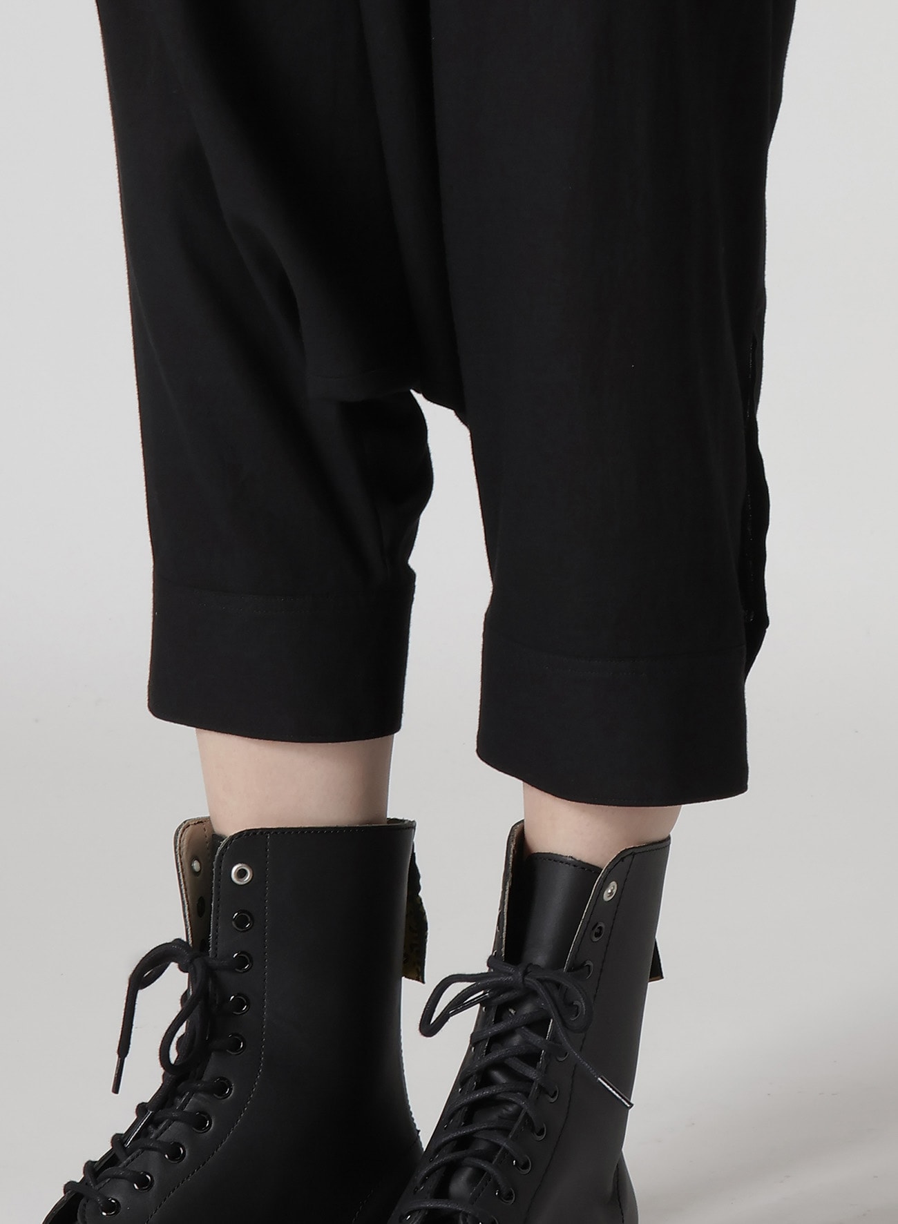 RAYON/LINEN SHEETING CUFFED HEM SARROUEL PANTS